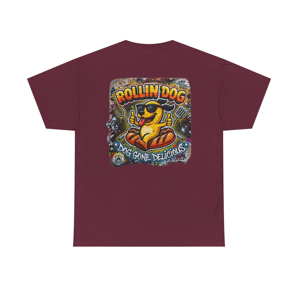 Rollin Dog Tee Graffiti 3 — 'Rollin Dog: Dog Gone Delicious' Graphic T‑Shirt