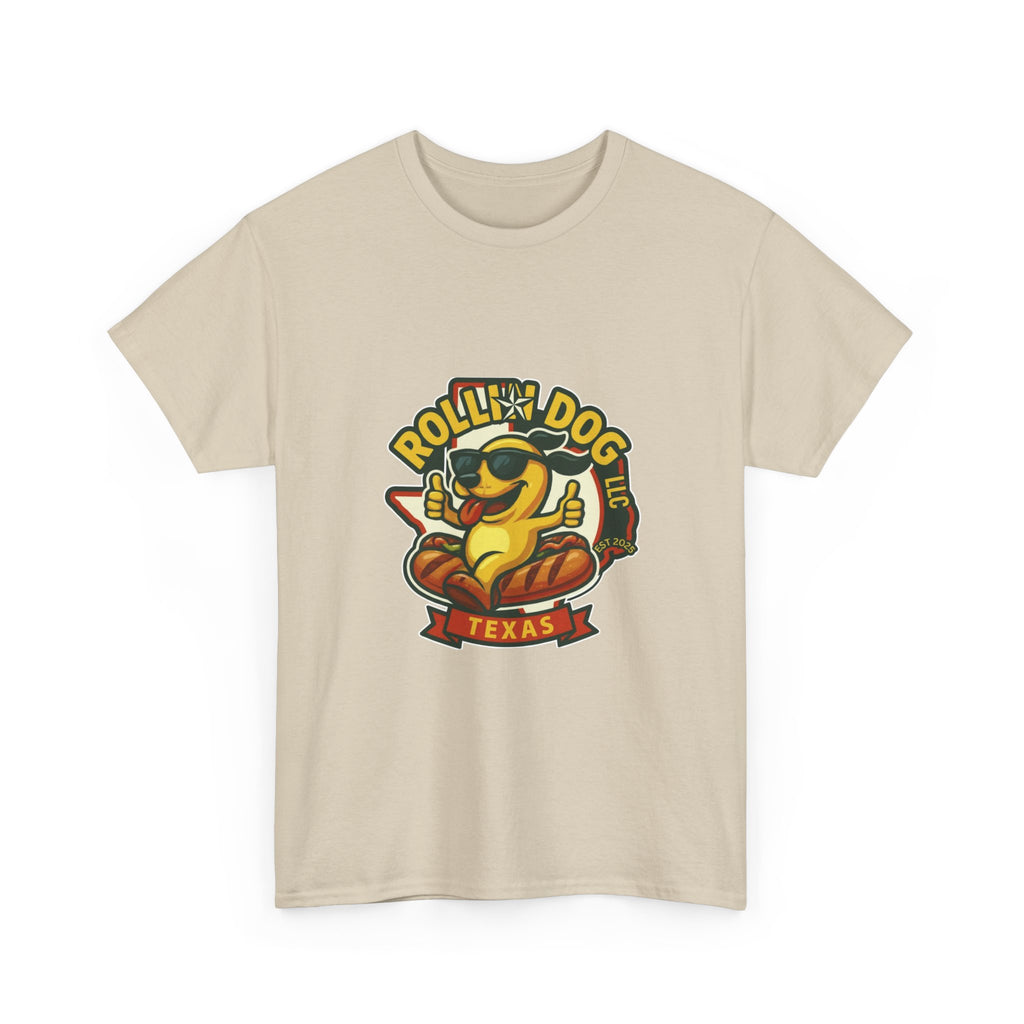 T-Shirt — "Rollin' Dog Texas" Cool Hot Dog Mascot Graphic Tee