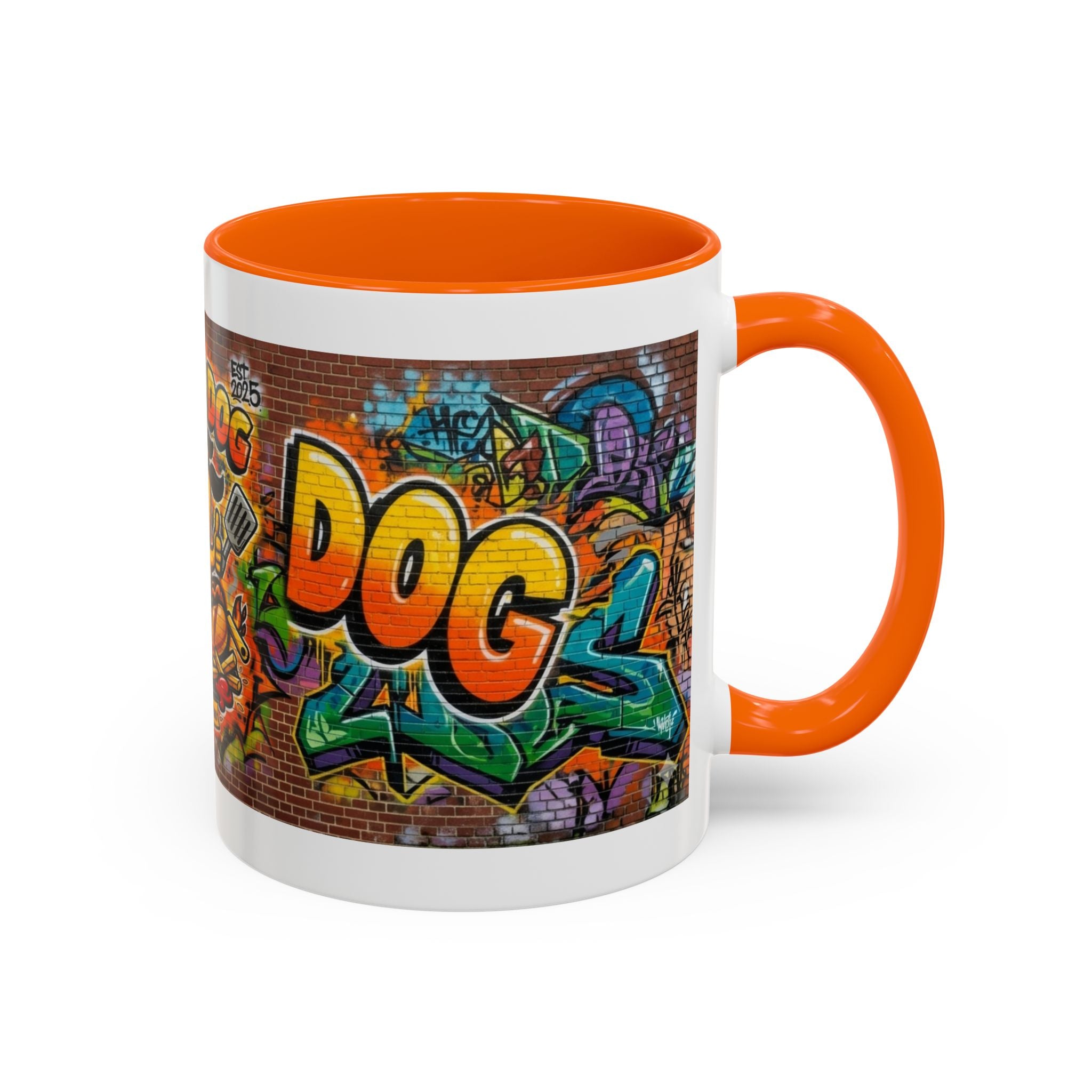 Rollin' Dog Graffiti Coffee Mug — Fun Hot Dog Street Art Accent Mug (11/15oz)