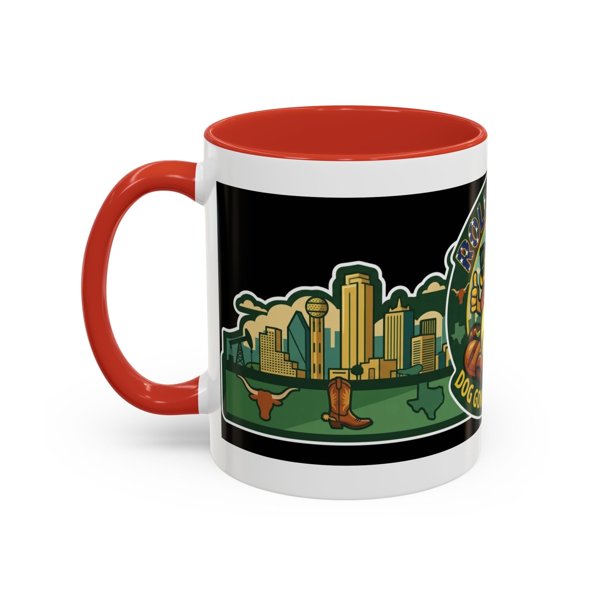 San Antonio Rollin Dog Coffee Mug — Fun Hot Dog Logo Accent Mug (11/15oz)