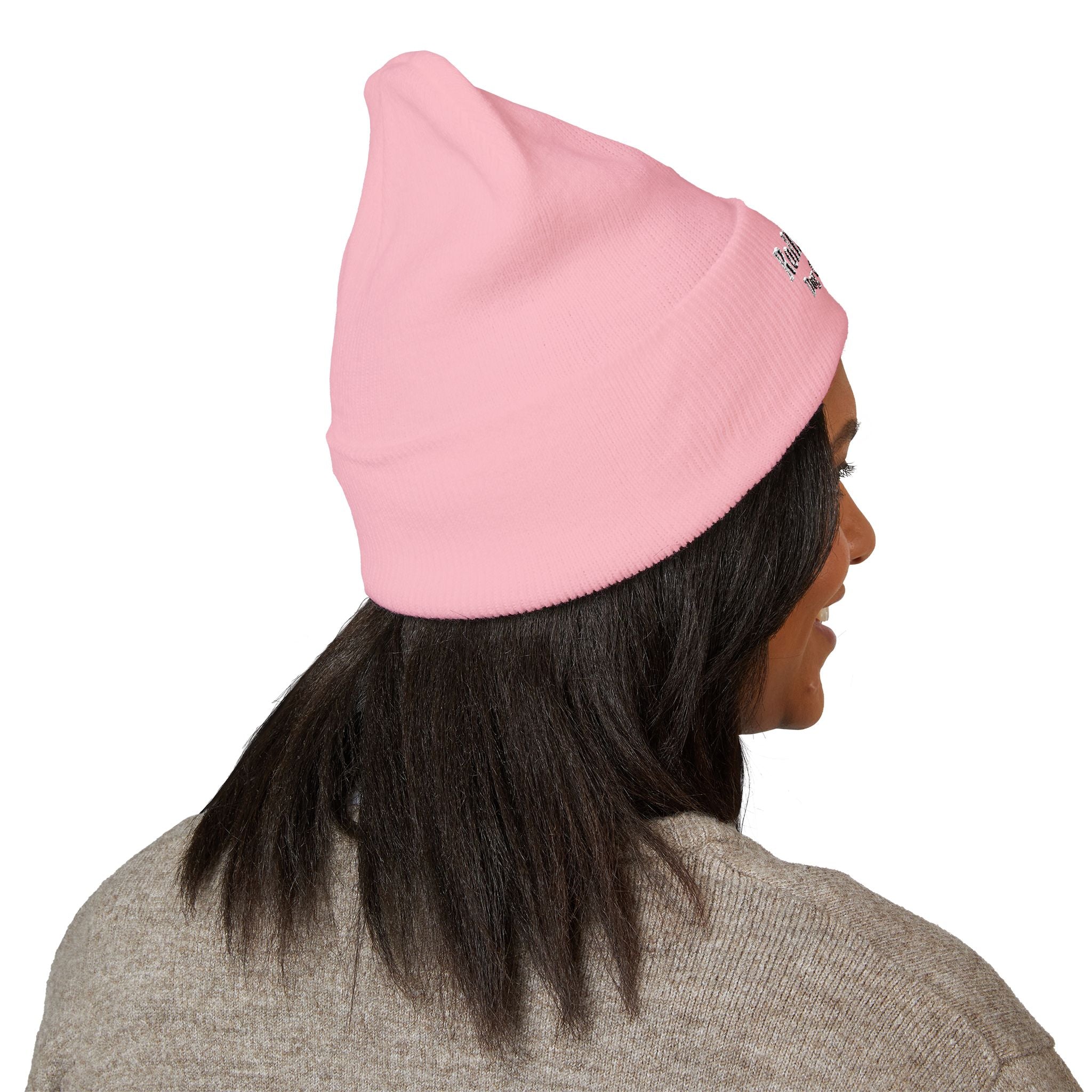 Embroidered Classic White Cuffed Beanie - Rollin Dog LLC Logo