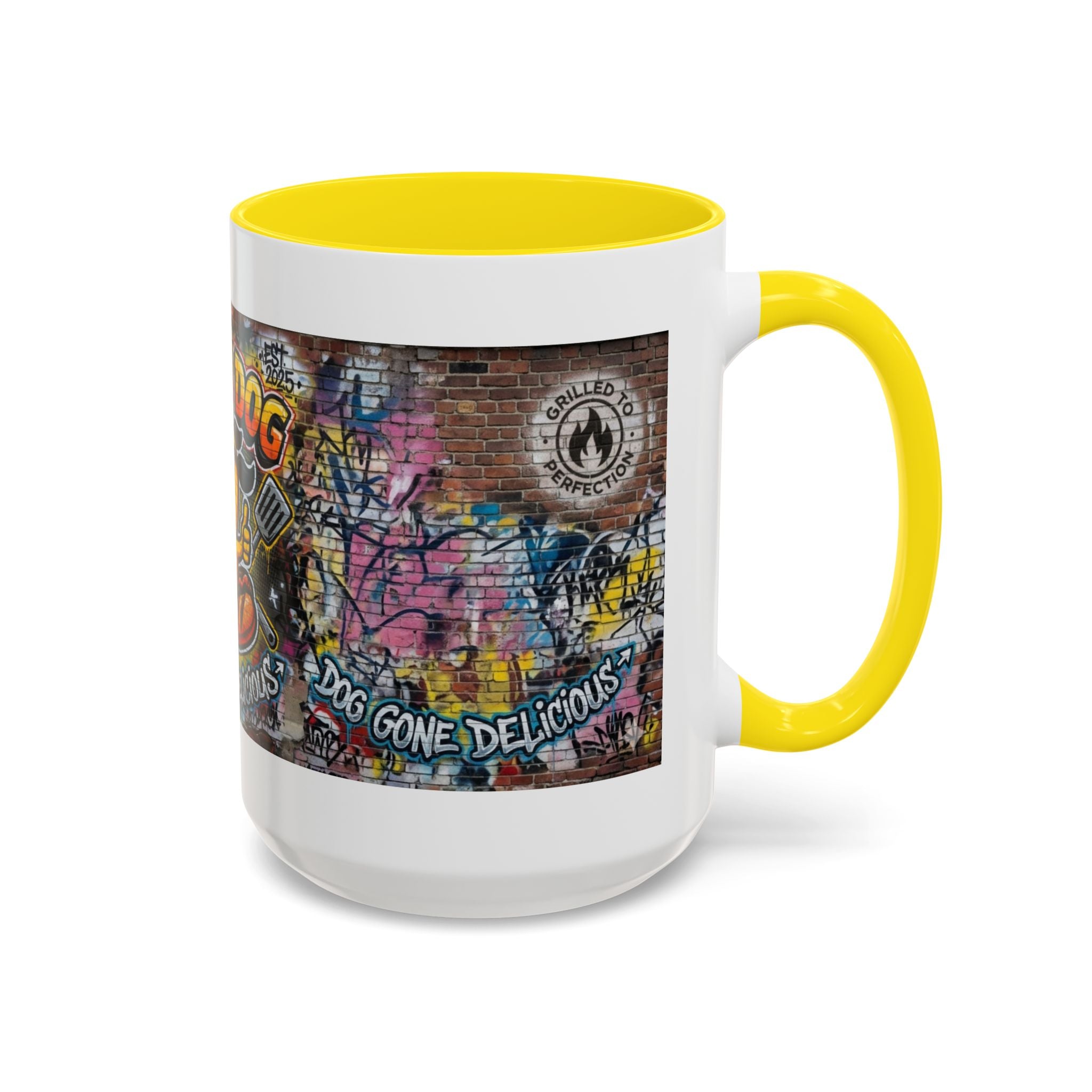 Rollin' Dog Graffiti Coffee Mug – "Dog Gone Delicious" Accent Mug