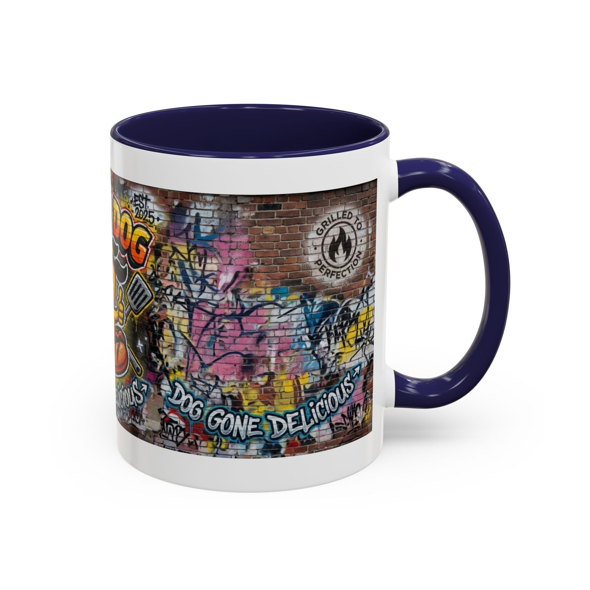 Rollin' Dog Graffiti Coffee Mug – "Dog Gone Delicious" Accent Mug