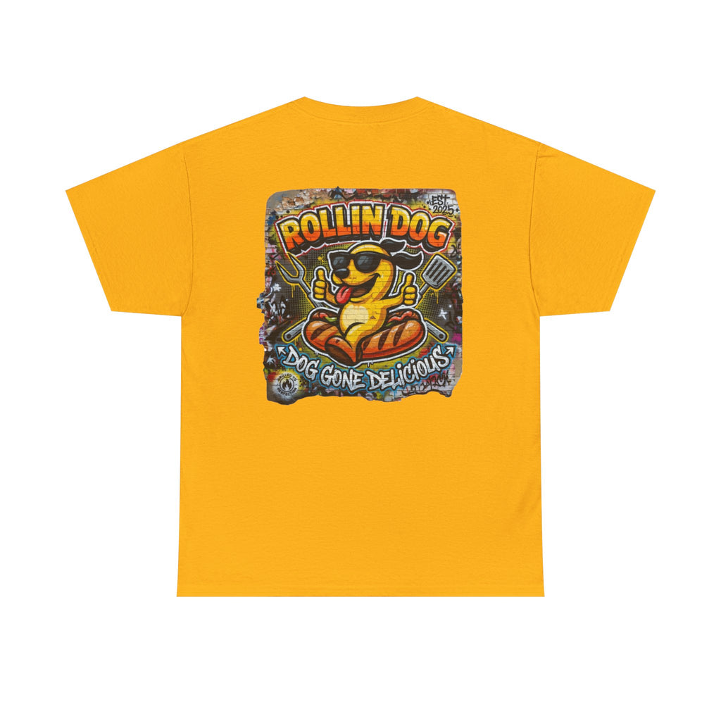 Rollin Dog Tee Graffiti 3 — 'Rollin Dog: Dog Gone Delicious' Graphic T‑Shirt