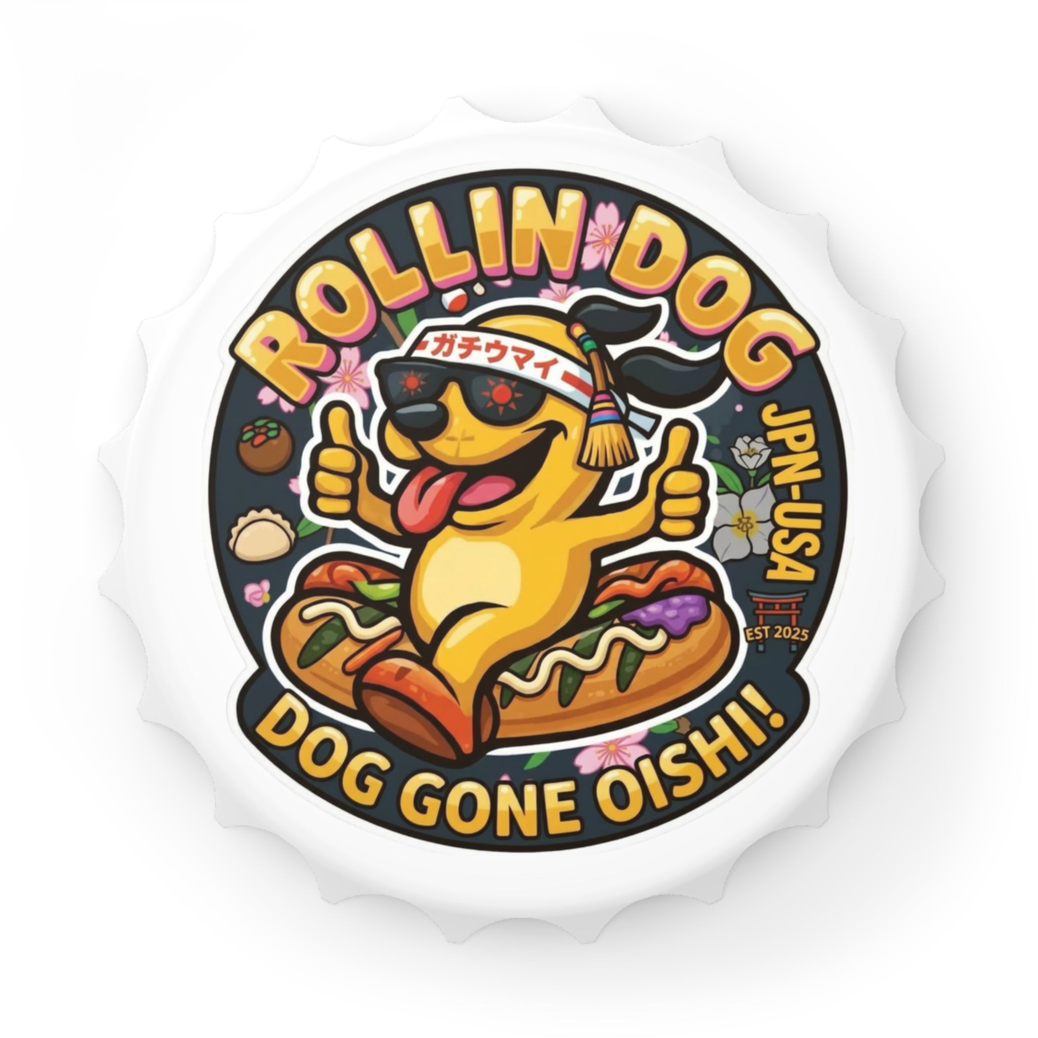 Bottle Opener — Rollin' Dog 'Dog Gone Oishi!' Cute Hot Dog Dachshund Novelty Bottle Opener
