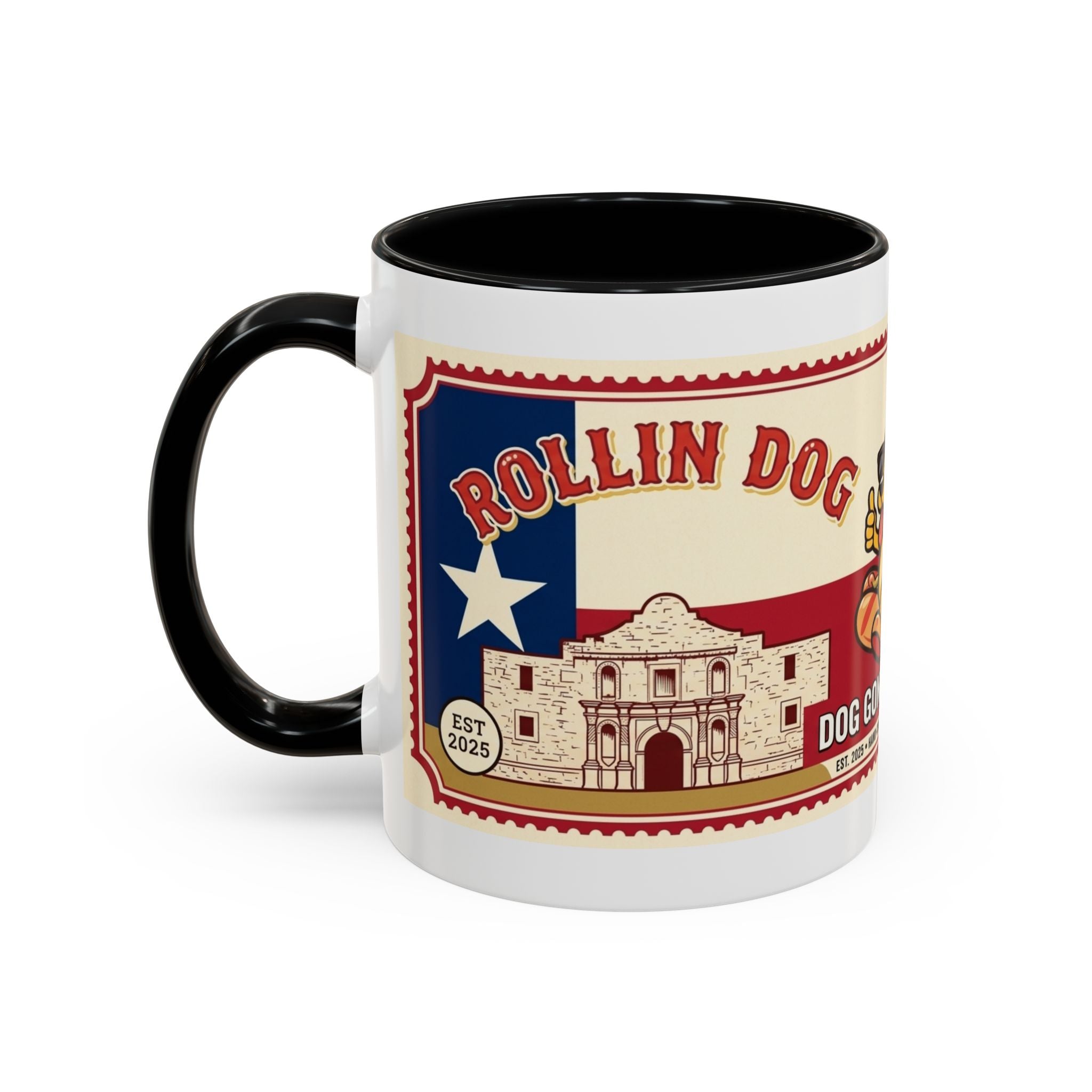 Rollin Dog Coffee Mug — Retro 'Dog Gone Delicious' Hot Dog Design (11/15oz)