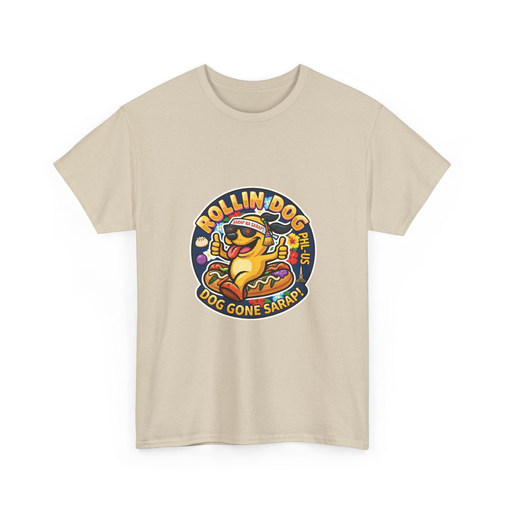 T-Shirt — "Rollin Dog" Hot Dog Graphic Tee (Dog Gone Saked!)