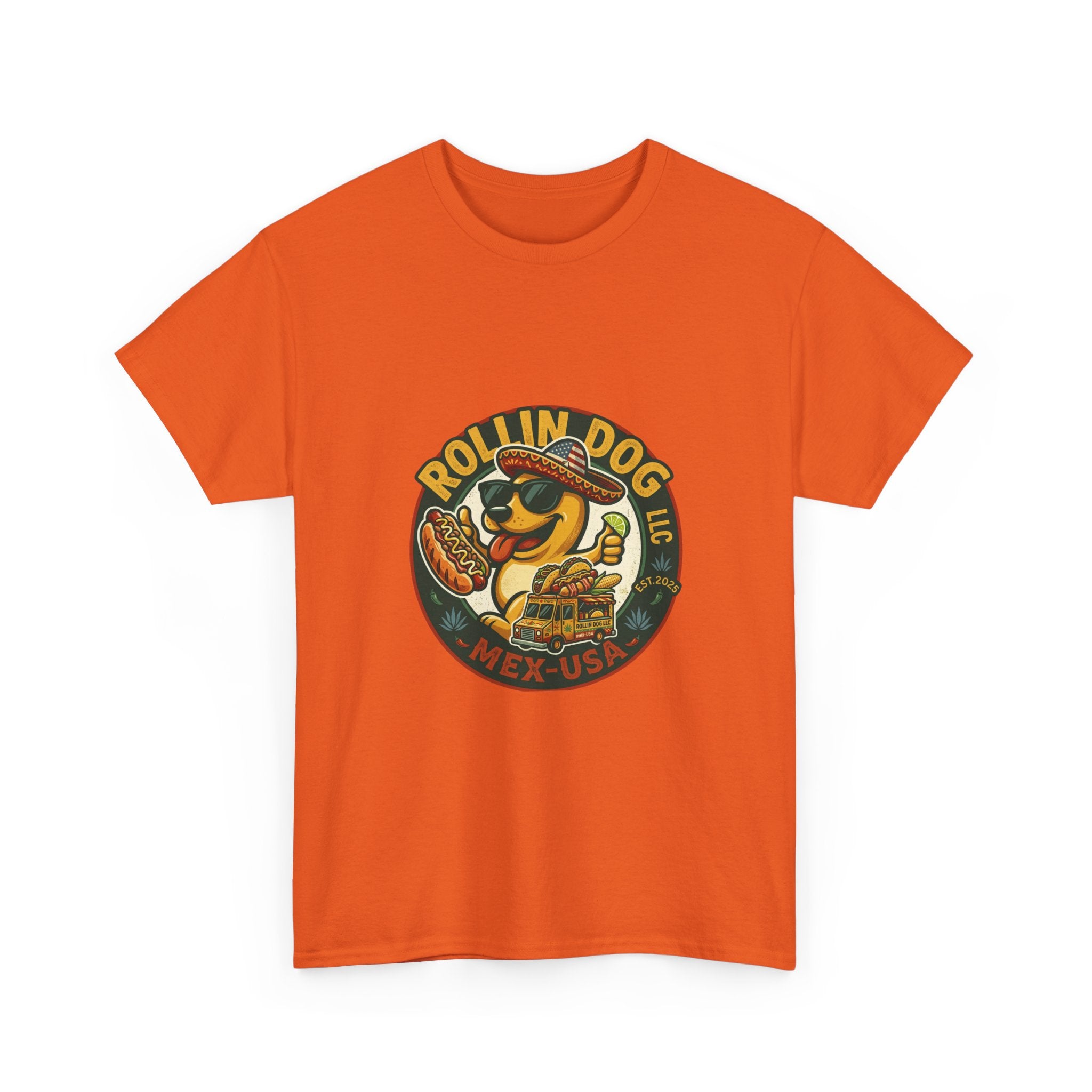 Rollin' Dog Hot Dog T-Shirt – Retro Mexican Street Food Graphic Tee