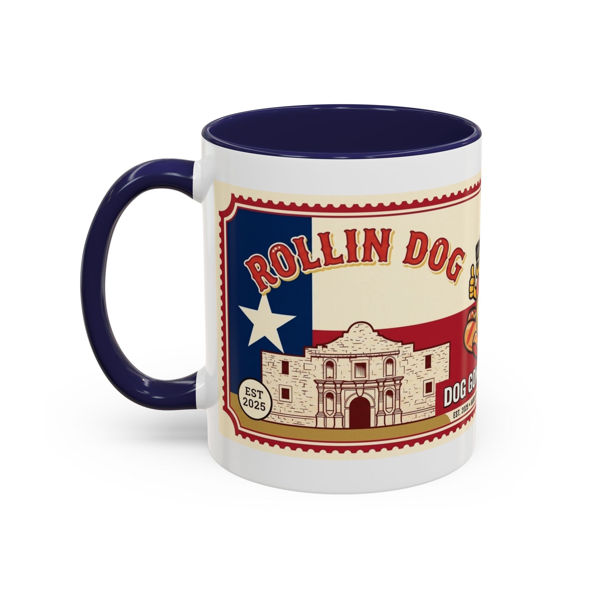 Rollin Dog Coffee Mug — Retro 'Dog Gone Delicious' Hot Dog Design (11/15oz)