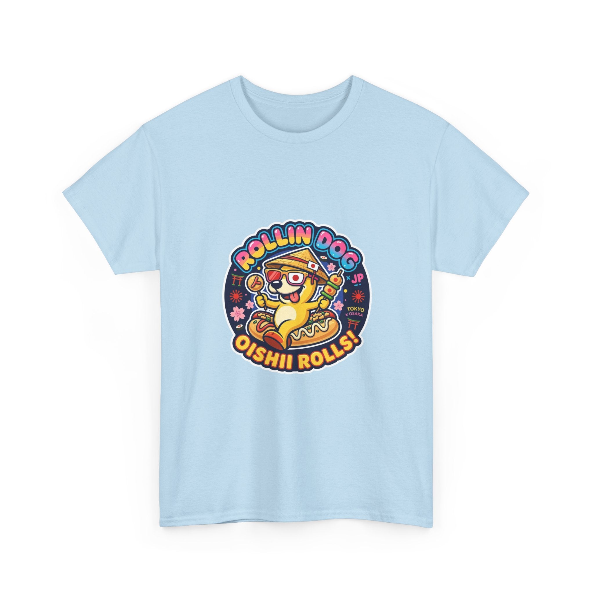 T-Shirt — "Rollin Dog Oishii Rolls" Cute Sushi Dog Graphic Tee
