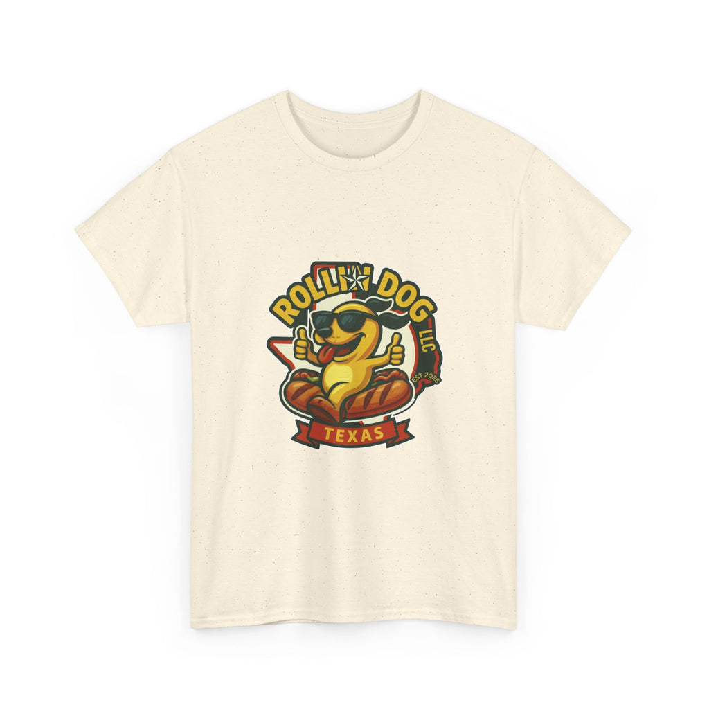 T-Shirt — "Rollin' Dog Texas" Cool Hot Dog Mascot Graphic Tee