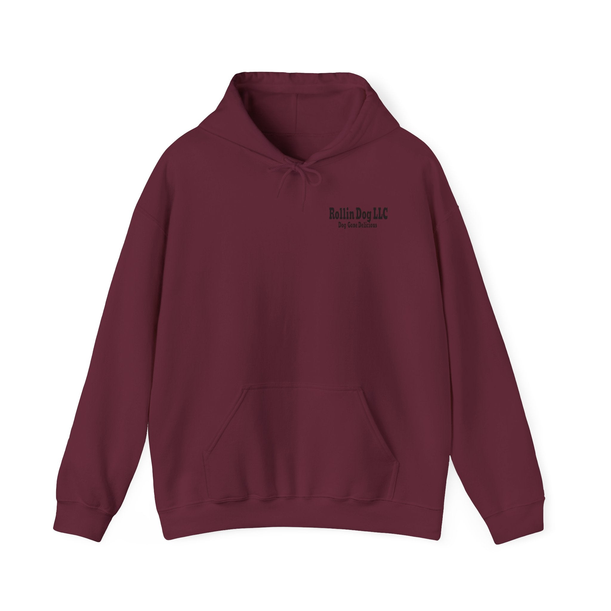 Rollin Dog LLC Skateboard Logo Hoodie — 'Dog Gone Delicious' Chef Hot Dog Graphic Hoodie
