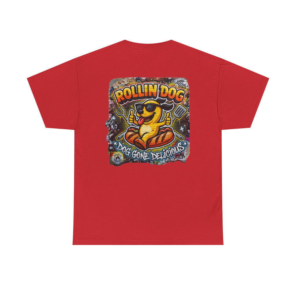 Rollin Dog Tee Graffiti 3 — 'Rollin Dog: Dog Gone Delicious' Graphic T‑Shirt
