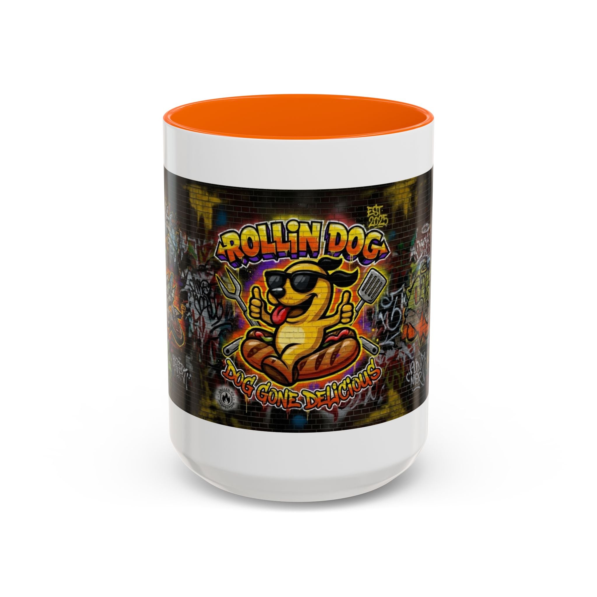 Rollin Dog Hot Dog Mug — Graffiti Skate Vibe Coffee Cup (11/15oz)