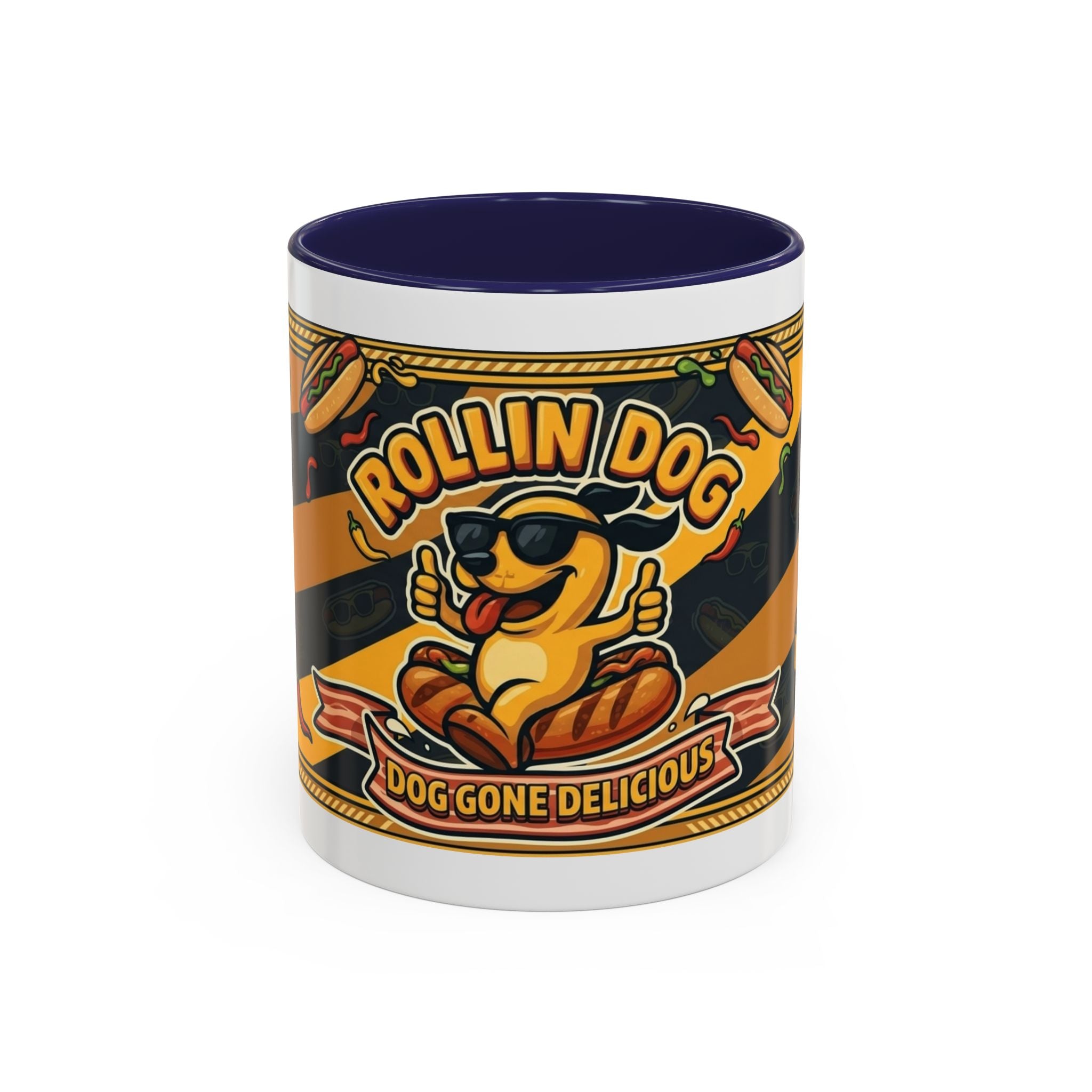 Rollin Dog Hot Dog Mug — Retro 'Dog Gone Delicious' Coffee Cup (11/15oz)