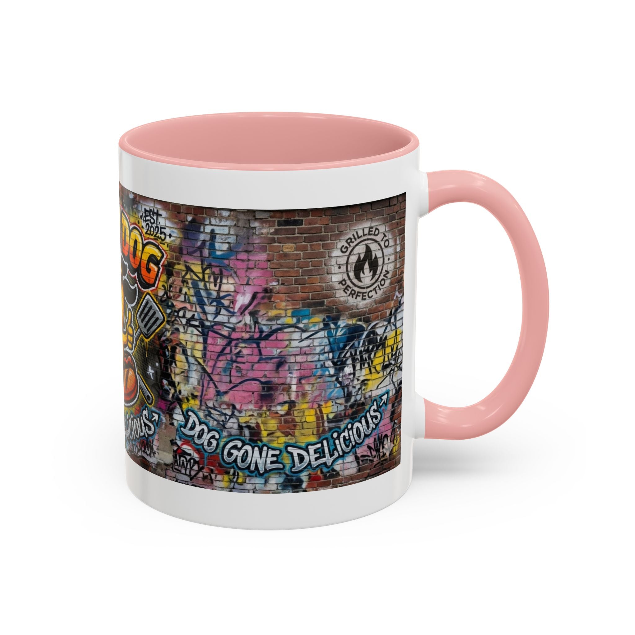 Rollin' Dog Graffiti Coffee Mug – "Dog Gone Delicious" Accent Mug