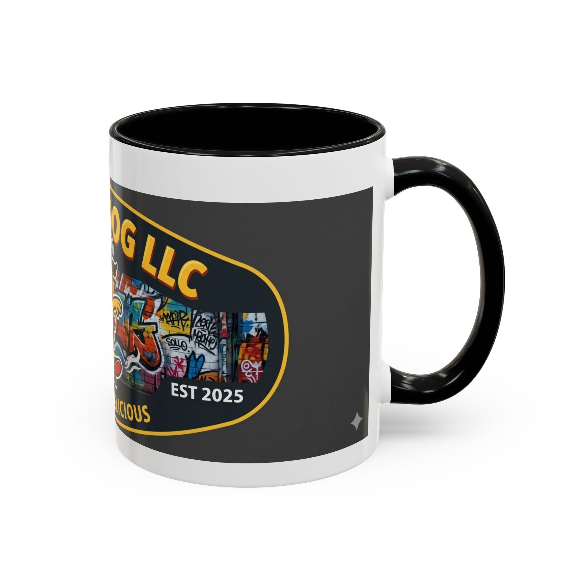 Rolling Dog Coffee Mug — 'Dog Gone Delicious' Skateboard Hot Dog Design