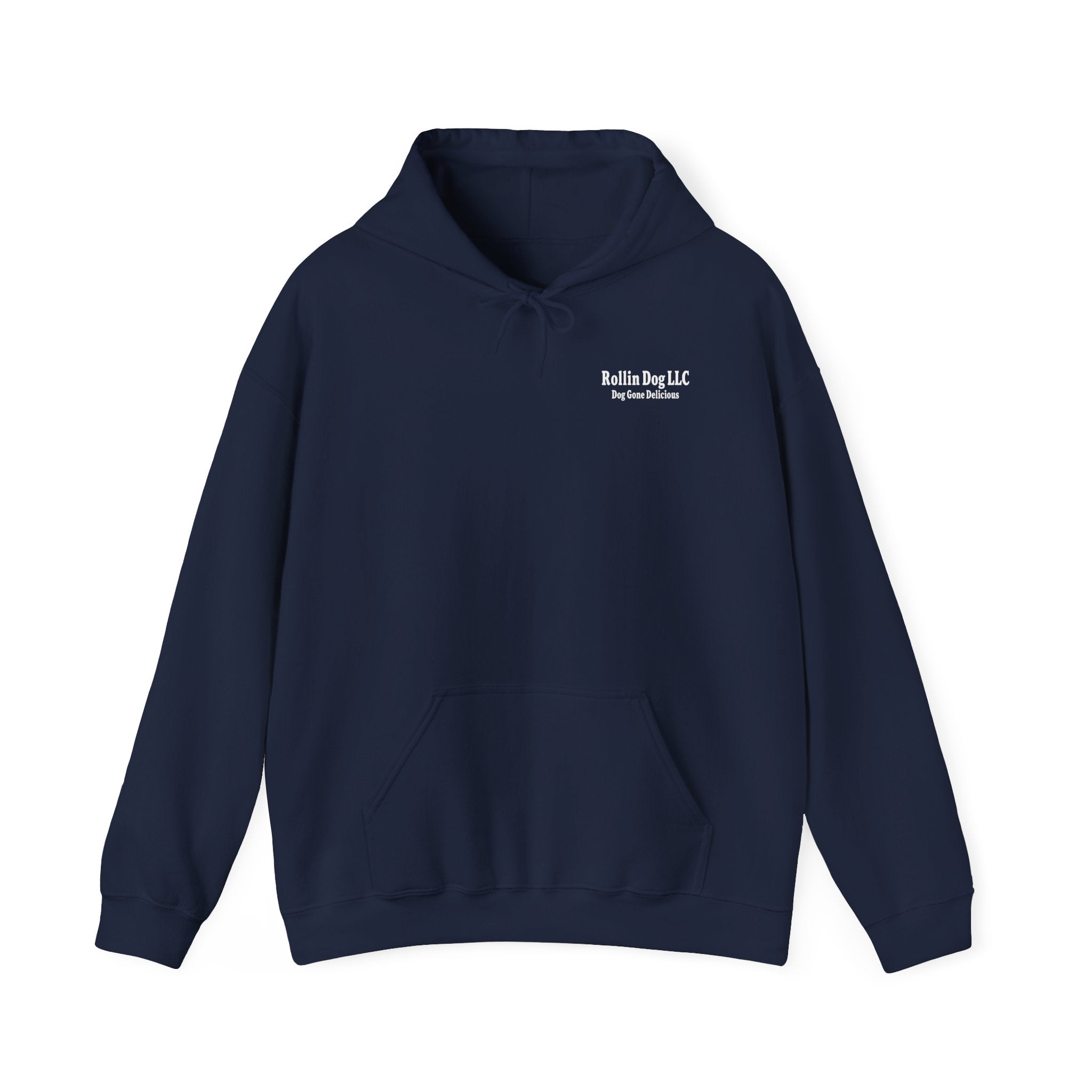 Rollin Dog LLC Skateboard Logo Hoodie — 'Dog Gone Delicious' Chef Hot Dog Graphic Hoodie