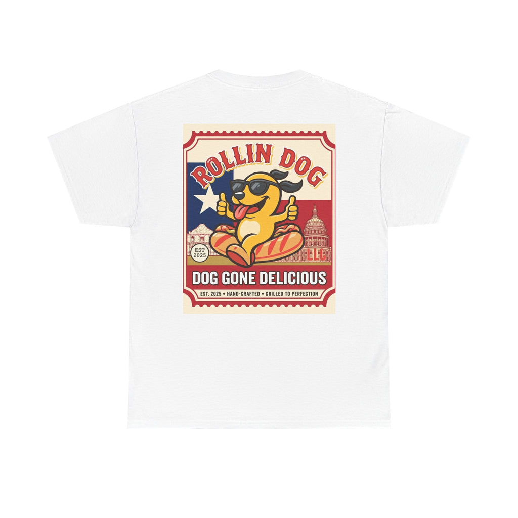 T-Shirt — "Rollin Dog: Dog Gone Delicious" Retro Hot Dog Graphic Tee