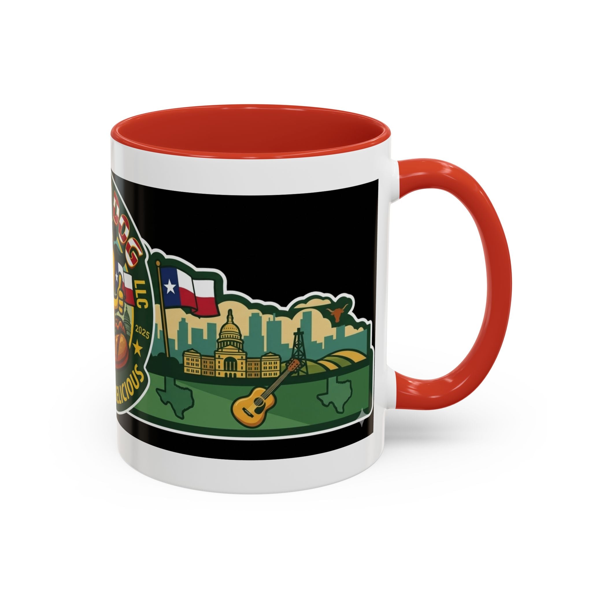 San Antonio Rollin Dog Coffee Mug — Fun Hot Dog Logo Accent Mug (11/15oz)