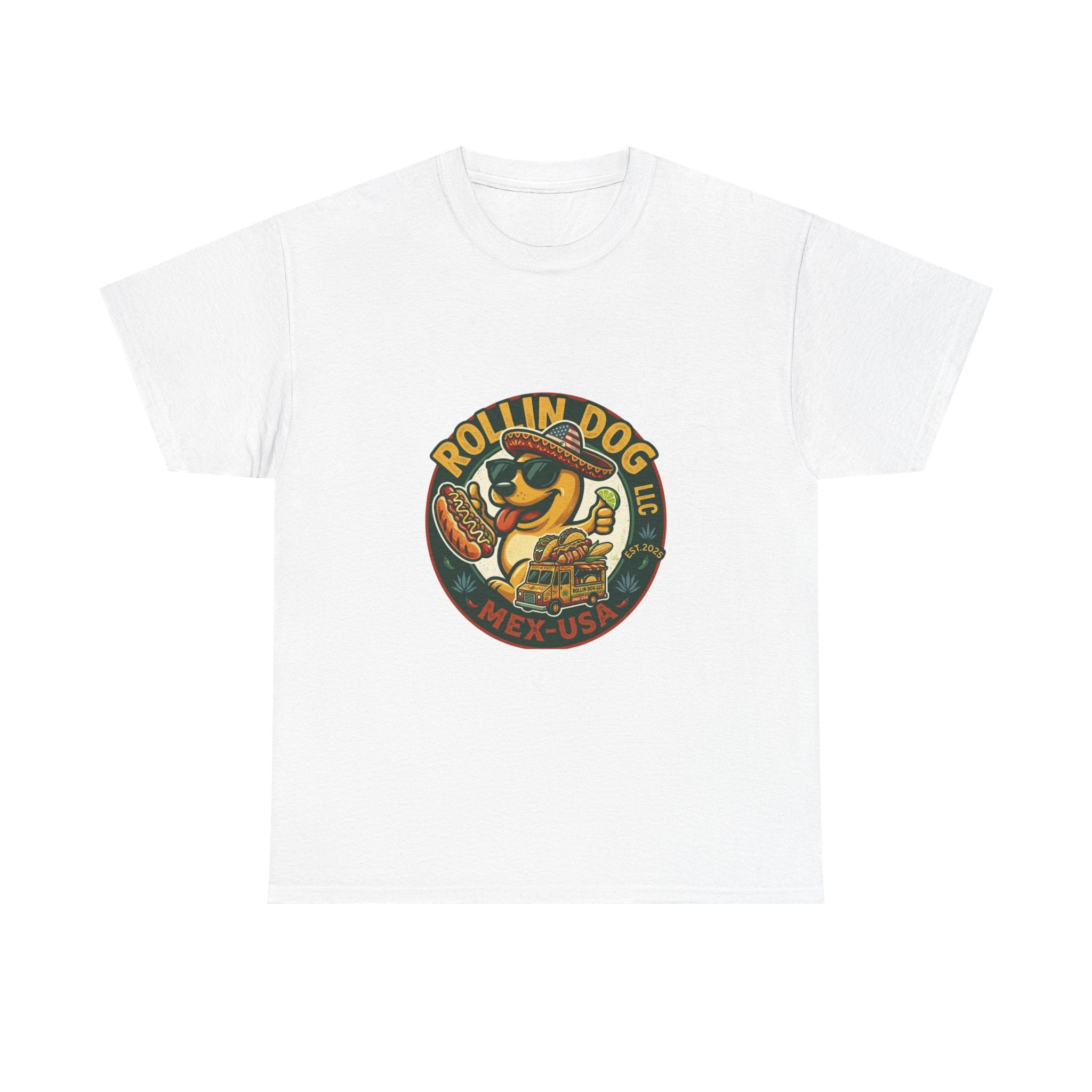 Rollin' Dog Hot Dog T-Shirt – Retro Mexican Street Food Graphic Tee