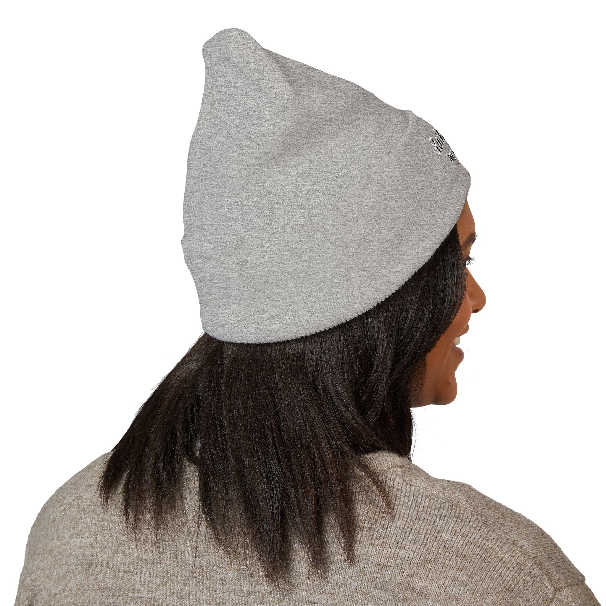 Embroidered Classic White Cuffed Beanie - Rollin Dog LLC Logo