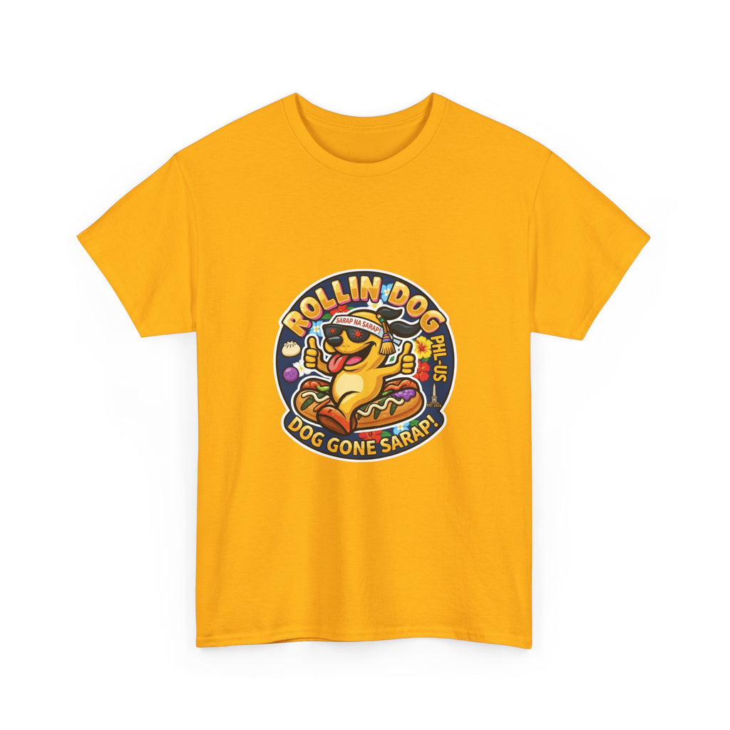 T-Shirt — "Rollin Dog" Hot Dog Graphic Tee (Dog Gone Saked!)