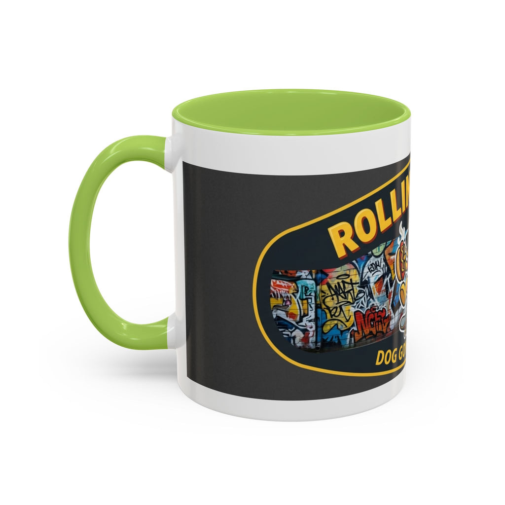 Rolling Dog Coffee Mug — 'Dog Gone Delicious' Skateboard Hot Dog Design