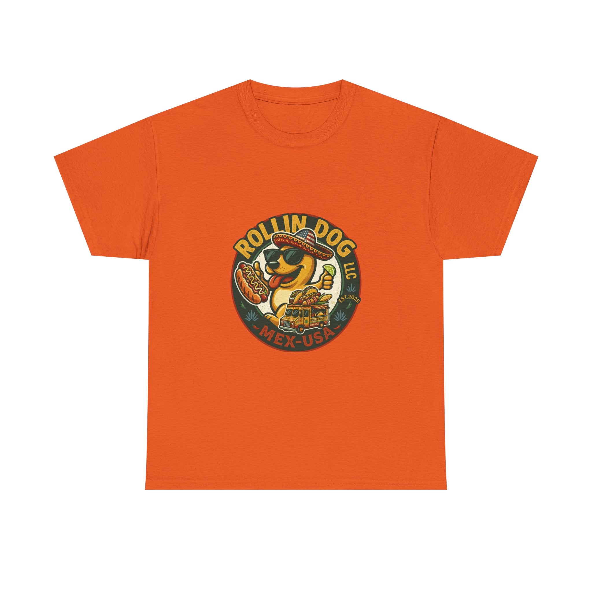 Rollin' Dog Hot Dog T-Shirt – Retro Mexican Street Food Graphic Tee