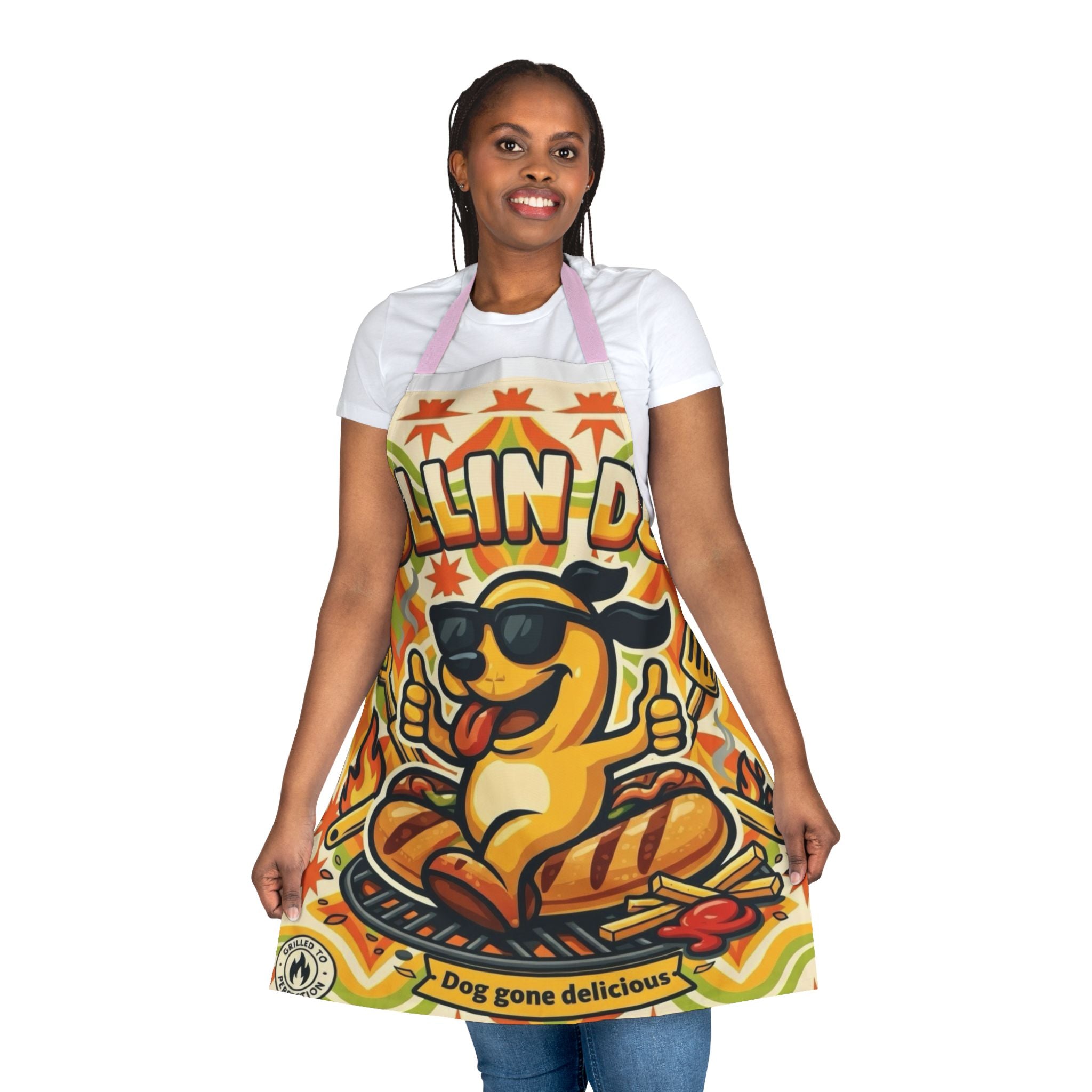 Grilling Apron — "Rollin Dog" Hot Dog BBQ Apron (Dog Gone Delicious)