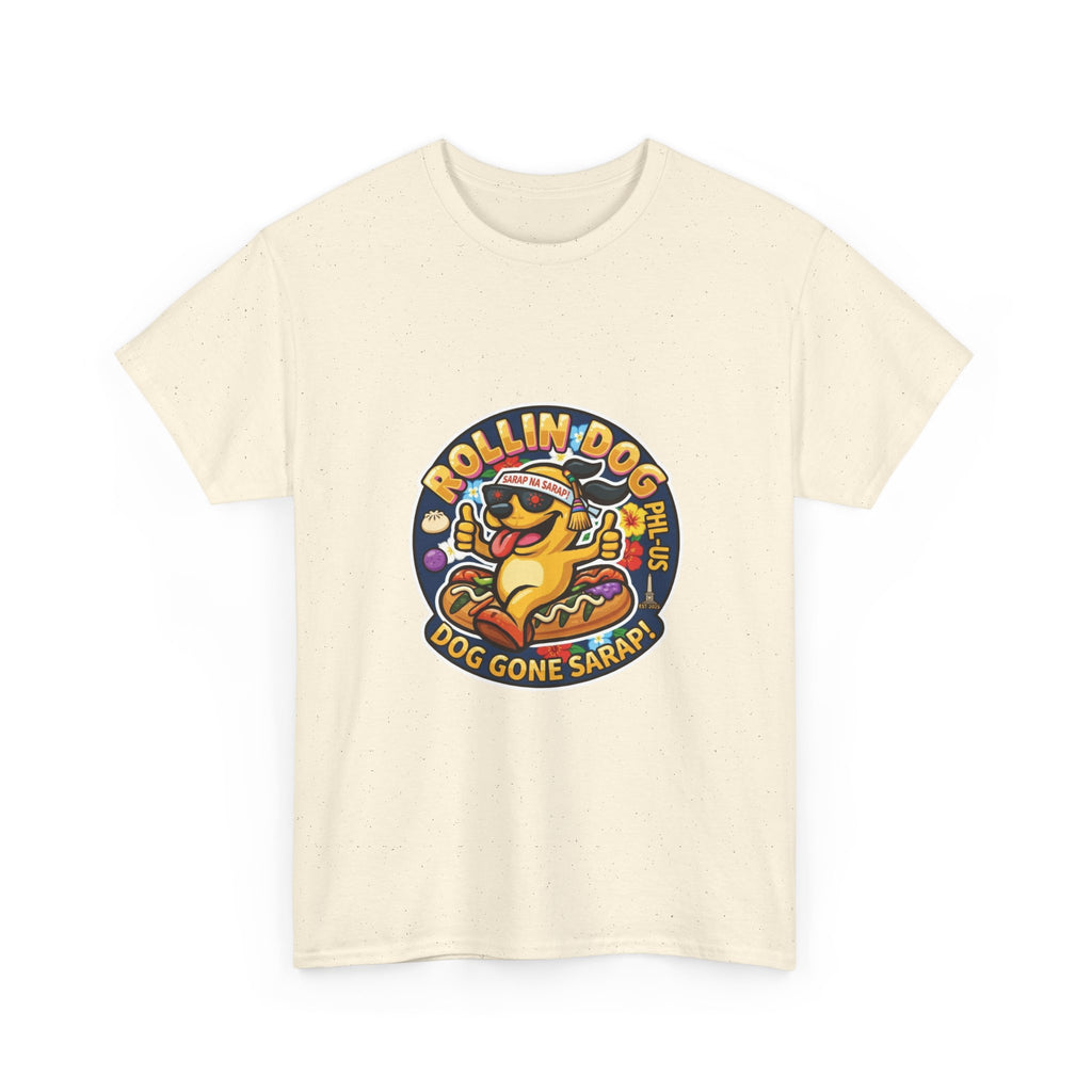 T-Shirt — "Rollin Dog" Hot Dog Graphic Tee (Dog Gone Saked!)