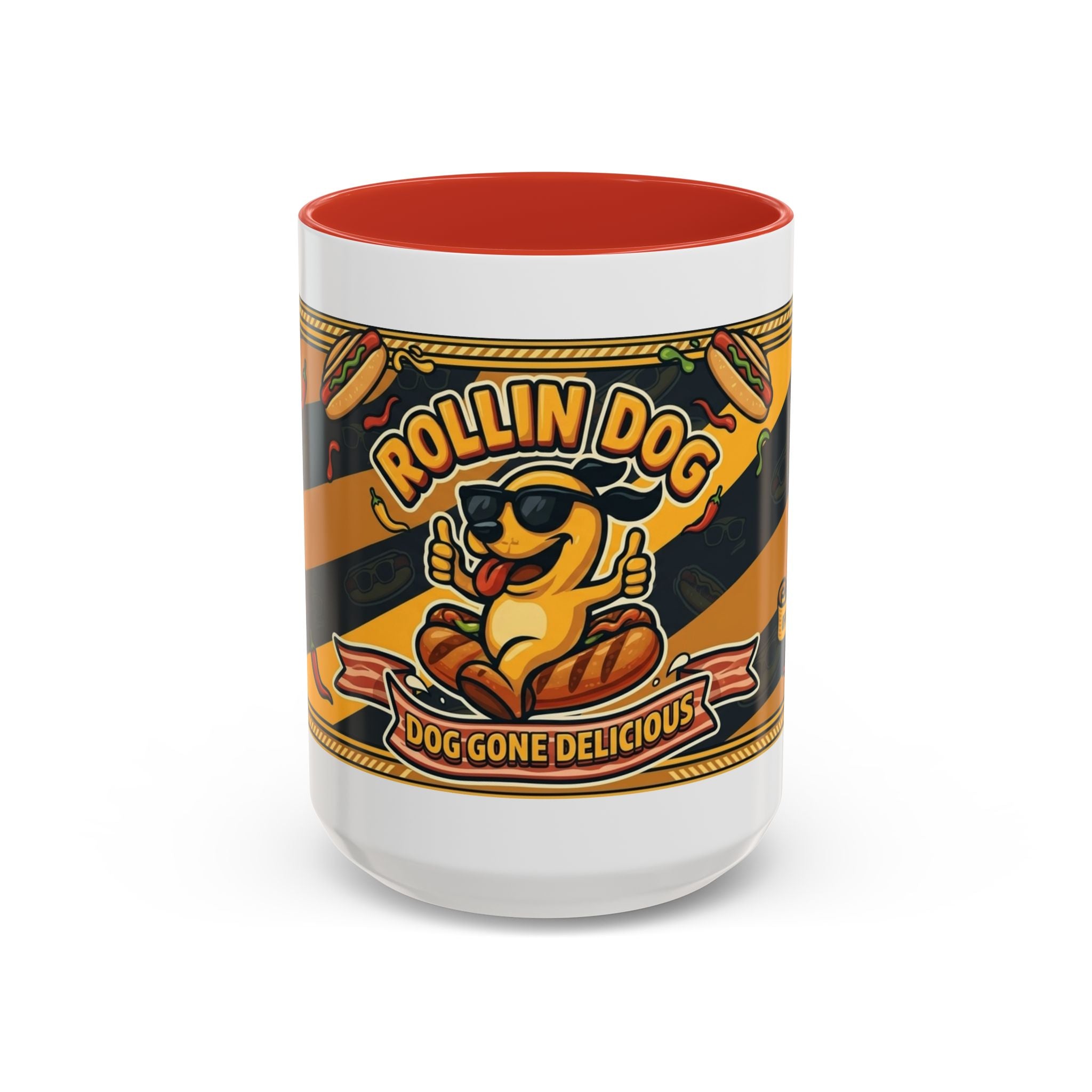 Rollin Dog Hot Dog Mug — Retro 'Dog Gone Delicious' Coffee Cup (11/15oz)