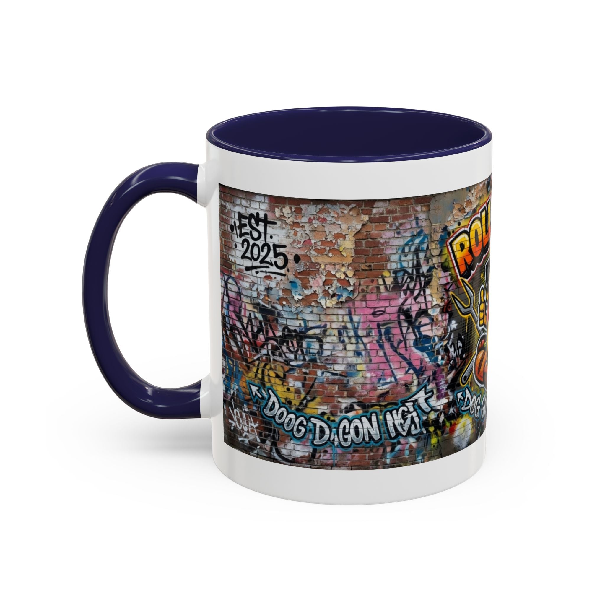 Rollin' Dog Graffiti Coffee Mug – "Dog Gone Delicious" Accent Mug