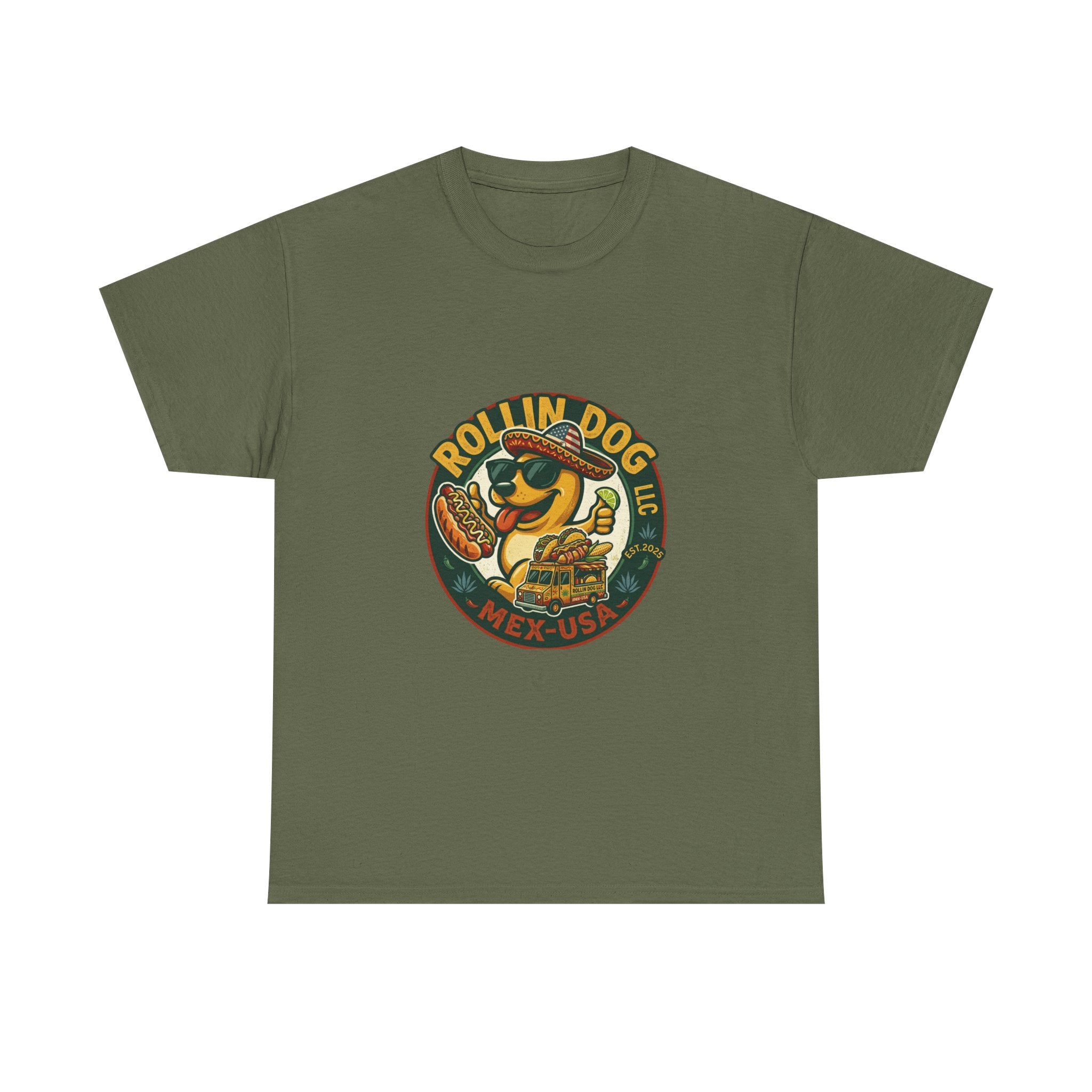 Rollin' Dog Hot Dog T-Shirt – Retro Mexican Street Food Graphic Tee