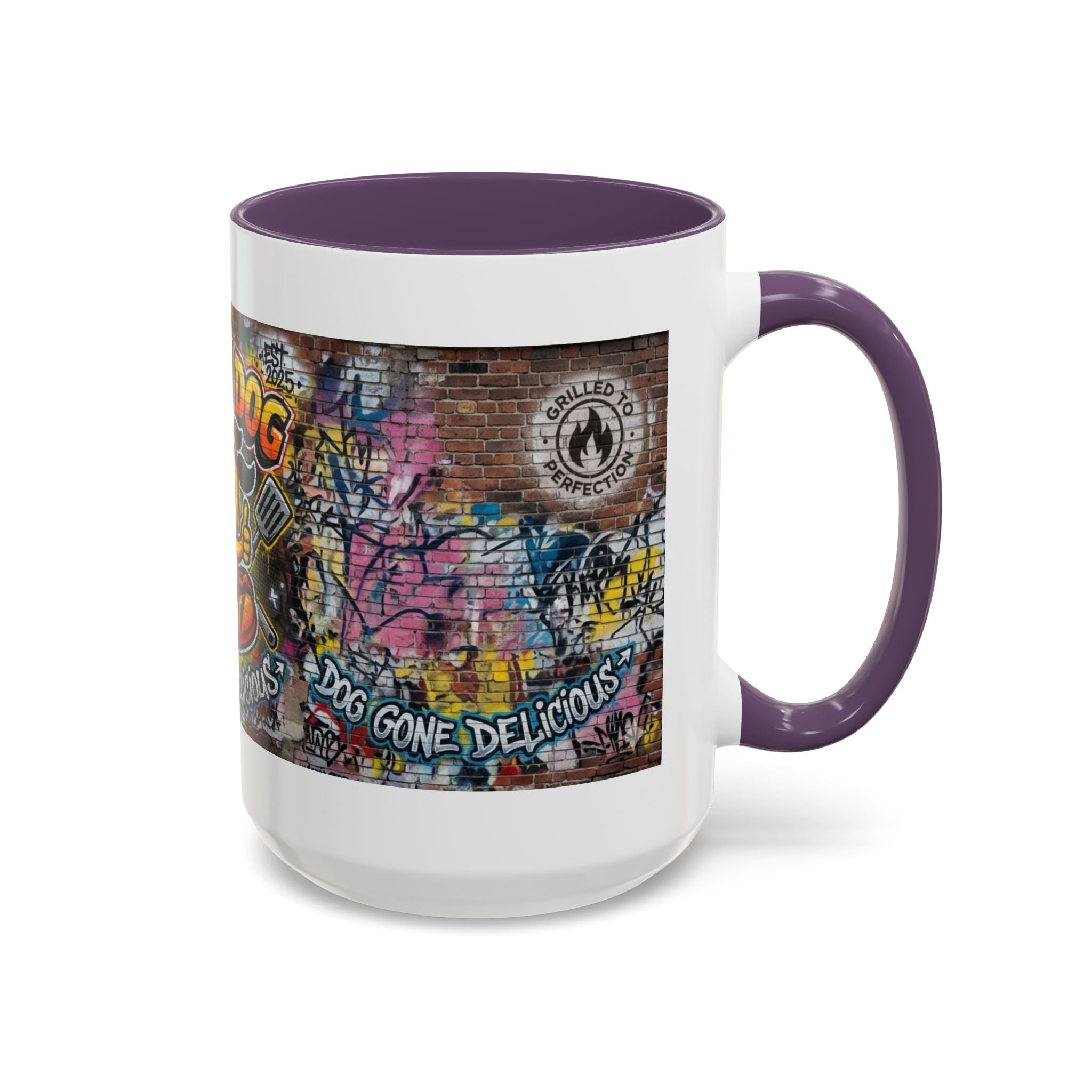 Rollin' Dog Graffiti Coffee Mug – "Dog Gone Delicious" Accent Mug