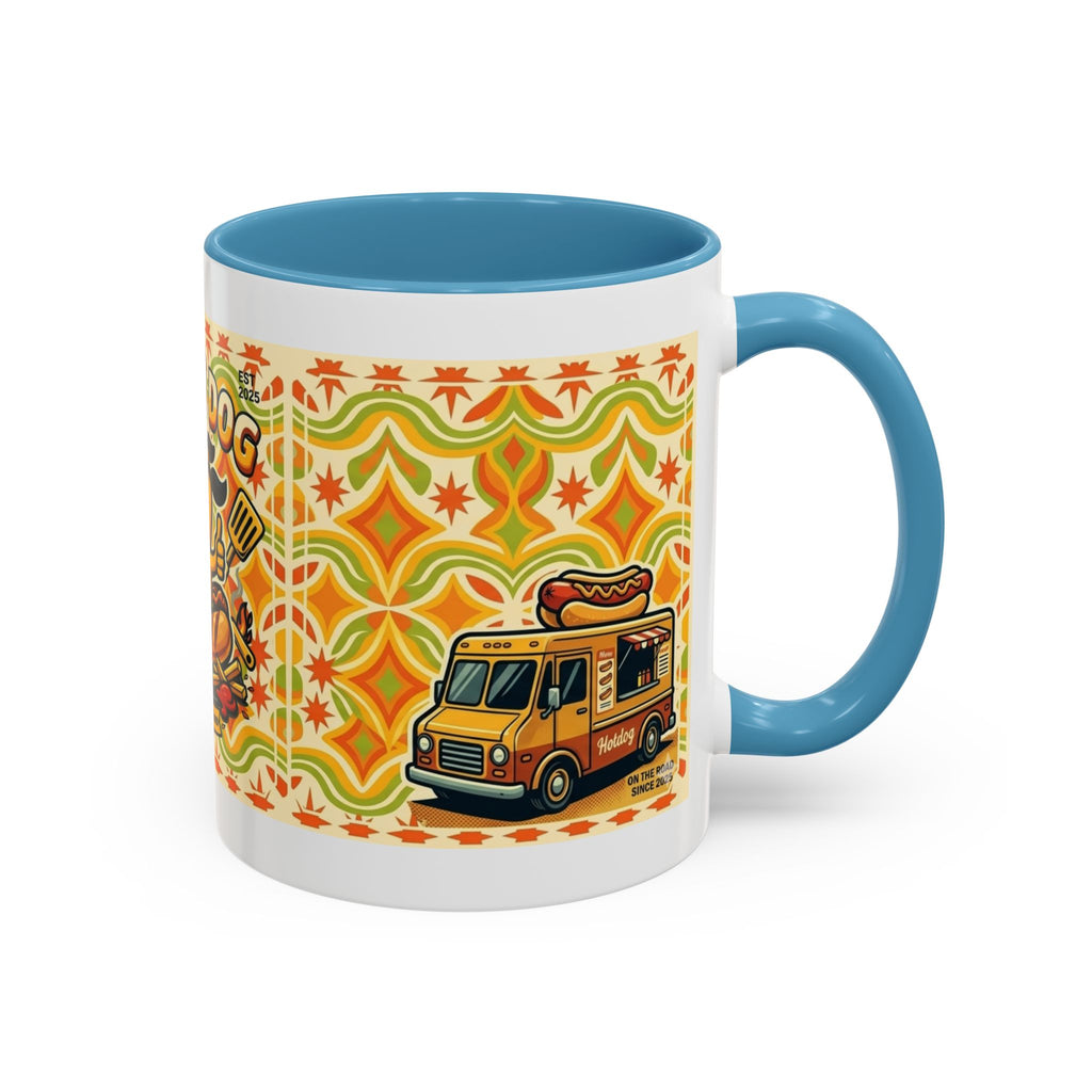 Retron Hot Dog Food Truck Accent Coffee Mug — "Rollin Dog" Retro Summer BBQ Mug (11/15oz)
