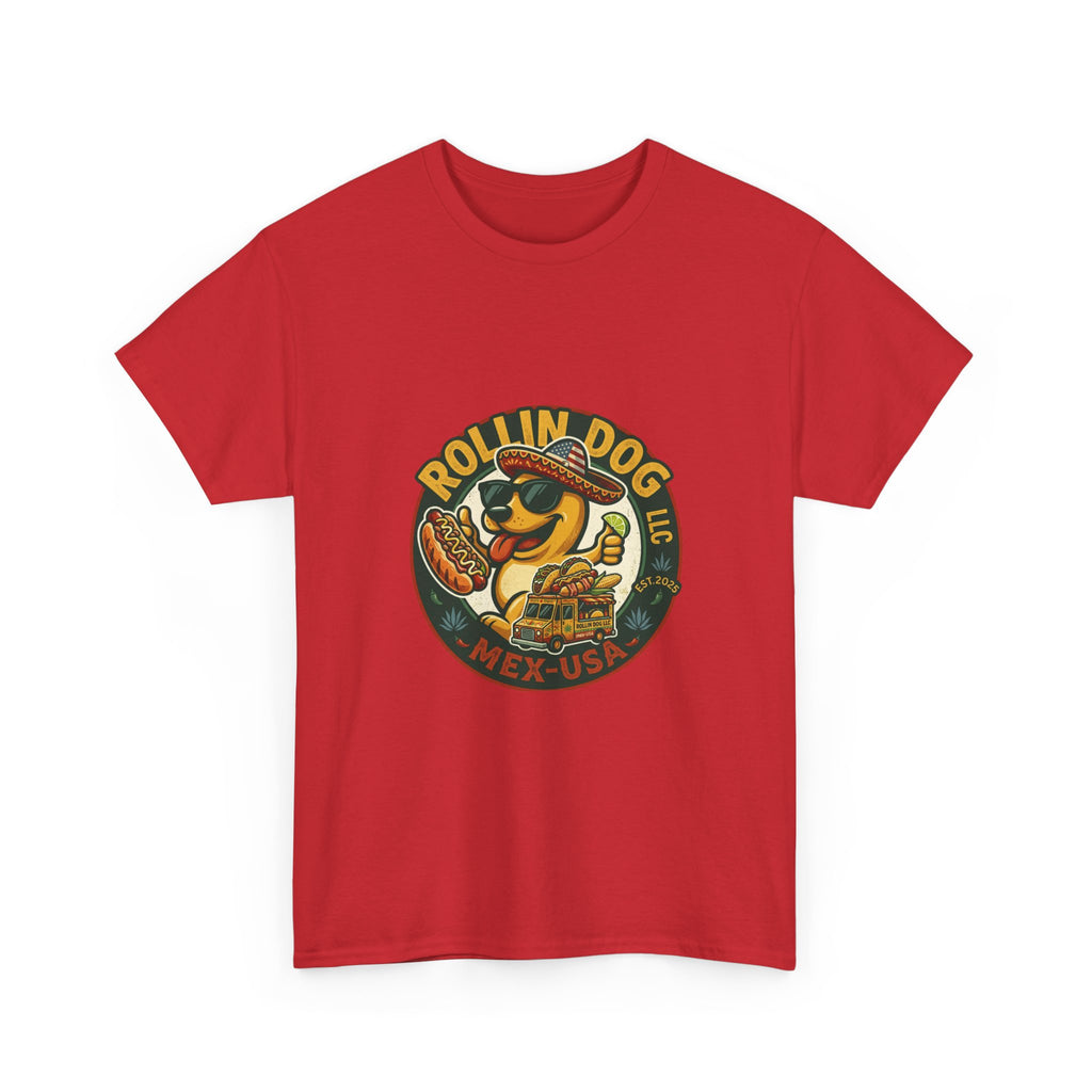 Rollin' Dog Hot Dog T-Shirt – Retro Mexican Street Food Graphic Tee