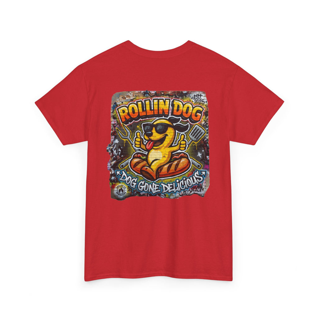 Rollin Dog Tee Graffiti 3 — 'Rollin Dog: Dog Gone Delicious' Graphic T‑Shirt