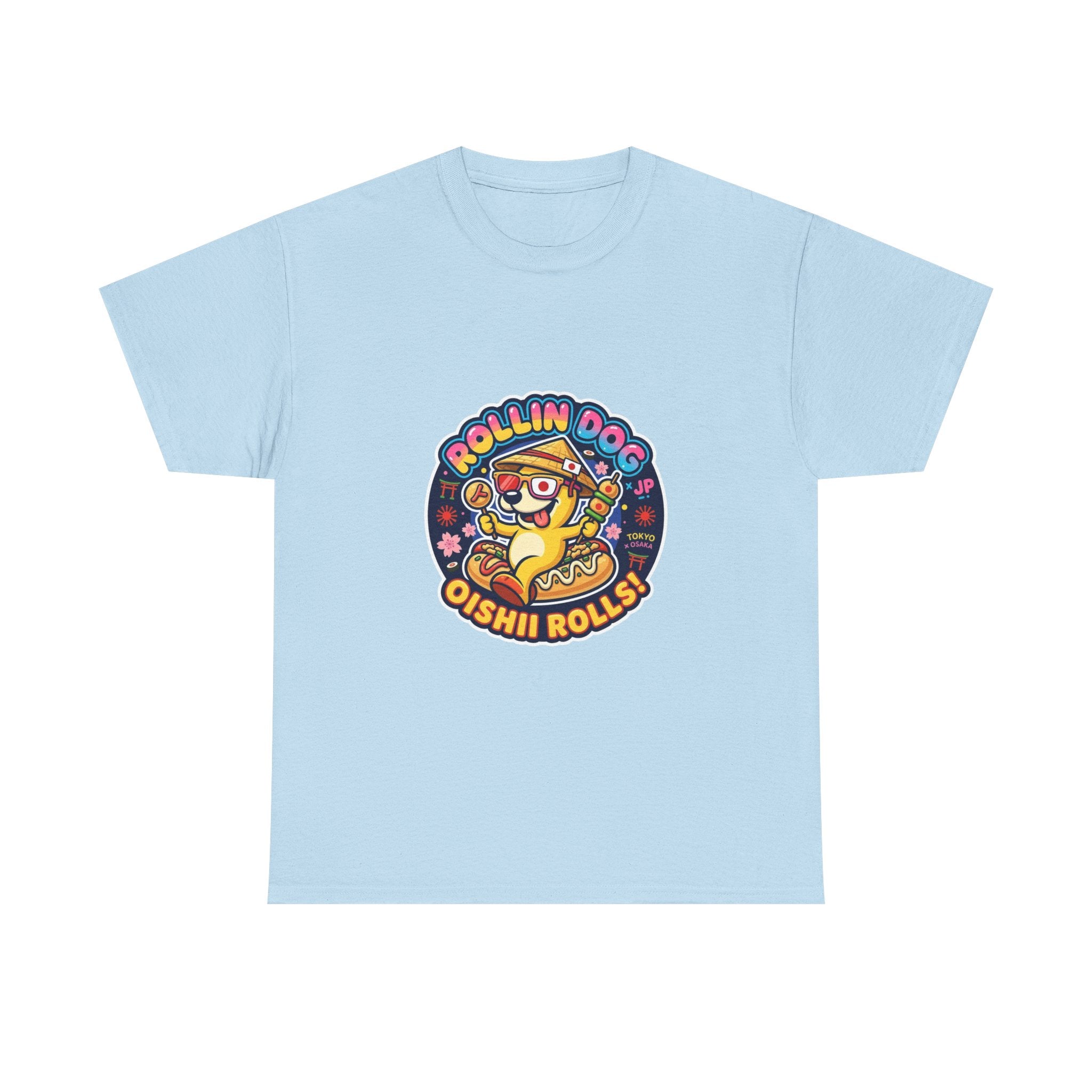T-Shirt — "Rollin Dog Oishii Rolls" Cute Sushi Dog Graphic Tee
