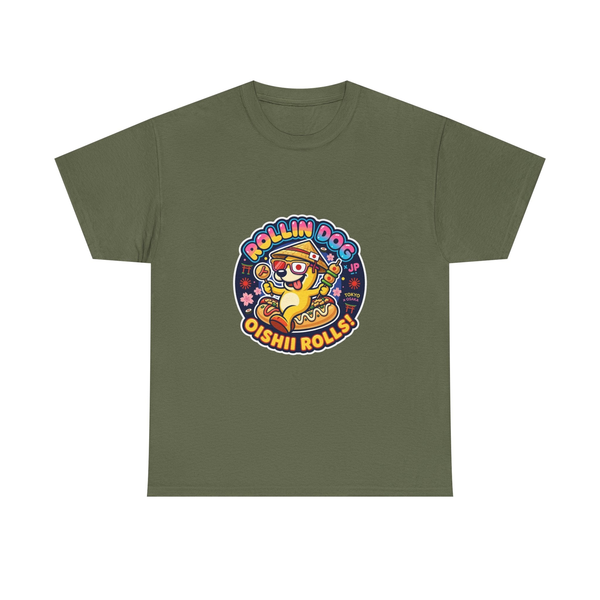 T-Shirt — "Rollin Dog Oishii Rolls" Cute Sushi Dog Graphic Tee