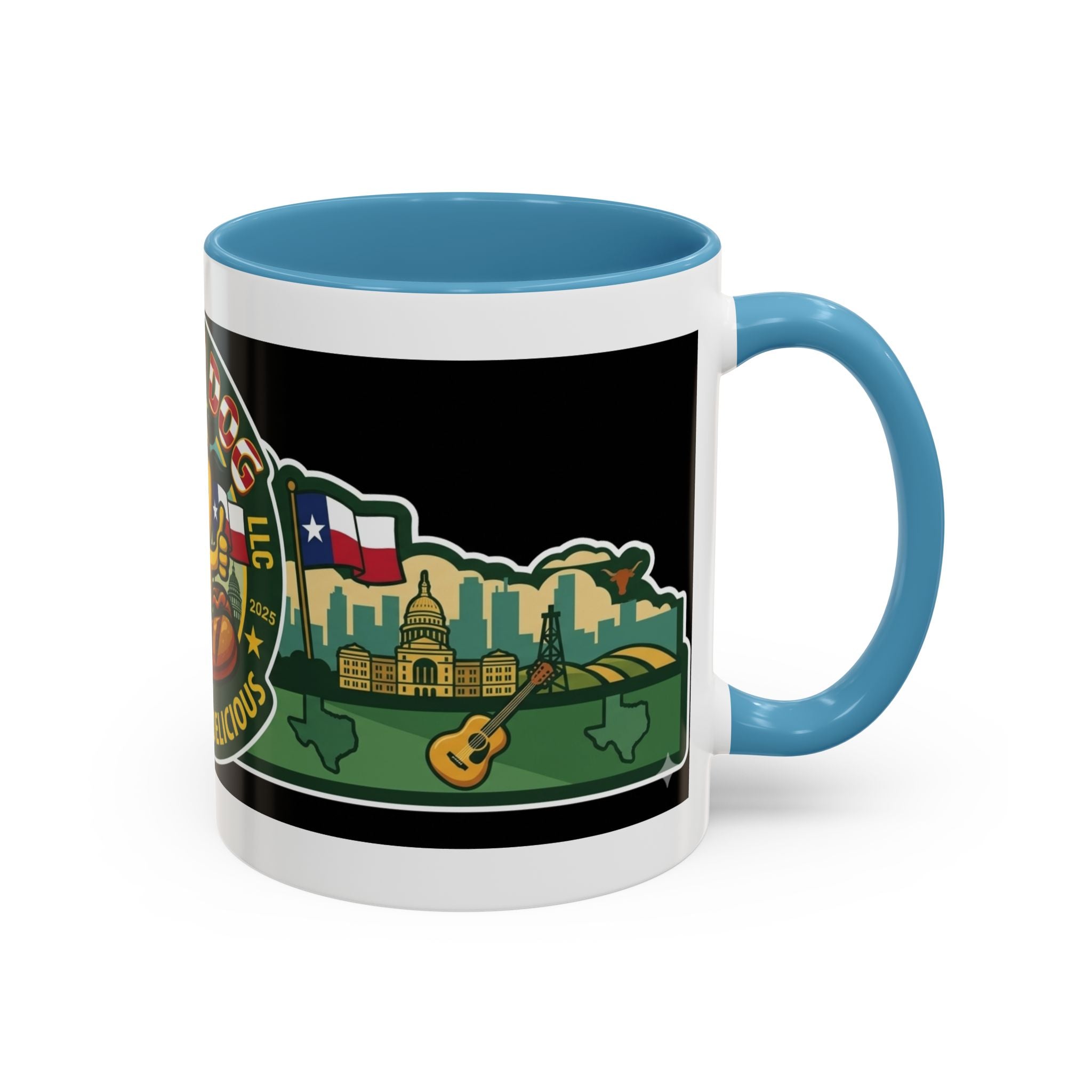 San Antonio Rollin Dog Coffee Mug — Fun Hot Dog Logo Accent Mug (11/15oz)
