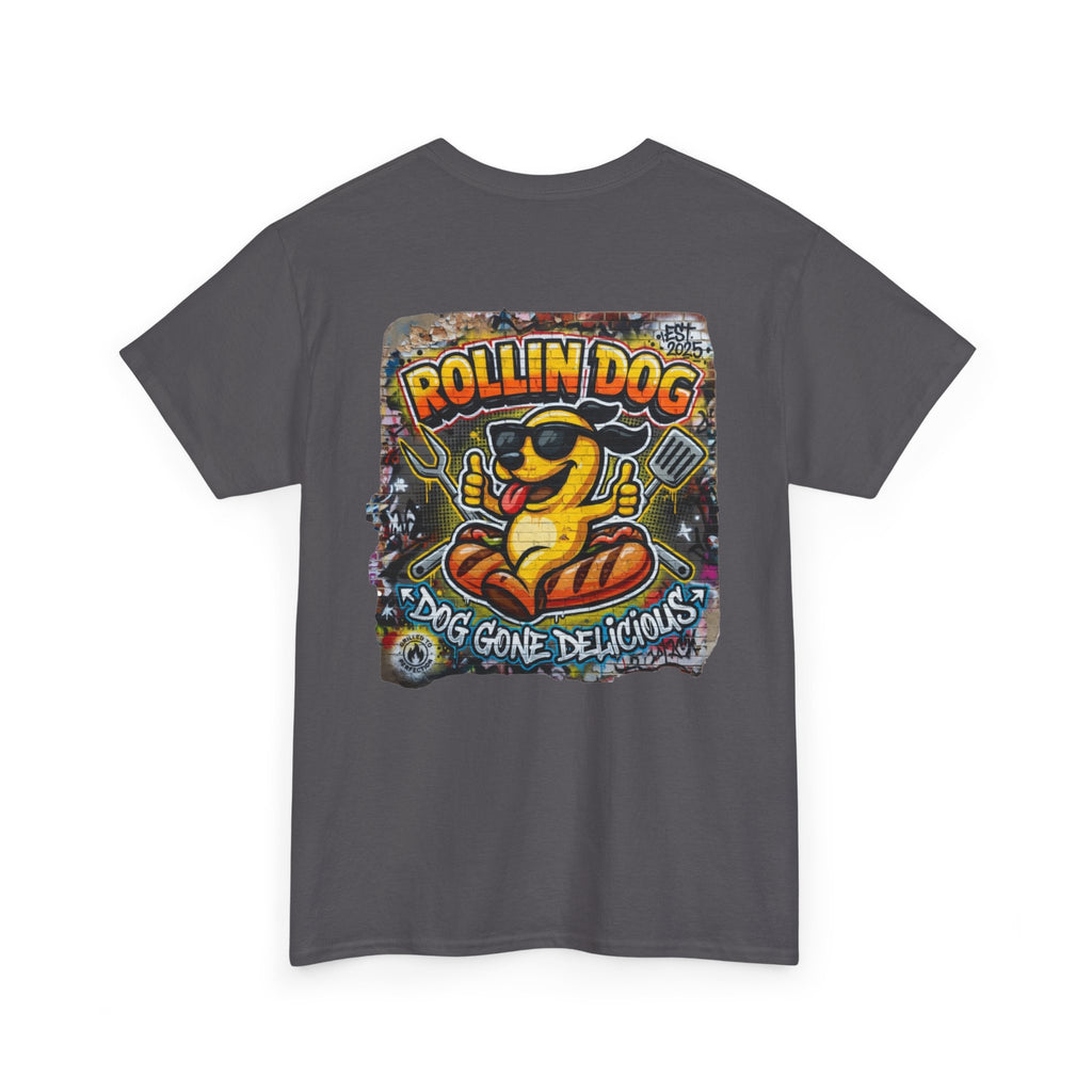 Rollin Dog Tee Graffiti 3 — 'Rollin Dog: Dog Gone Delicious' Graphic T‑Shirt