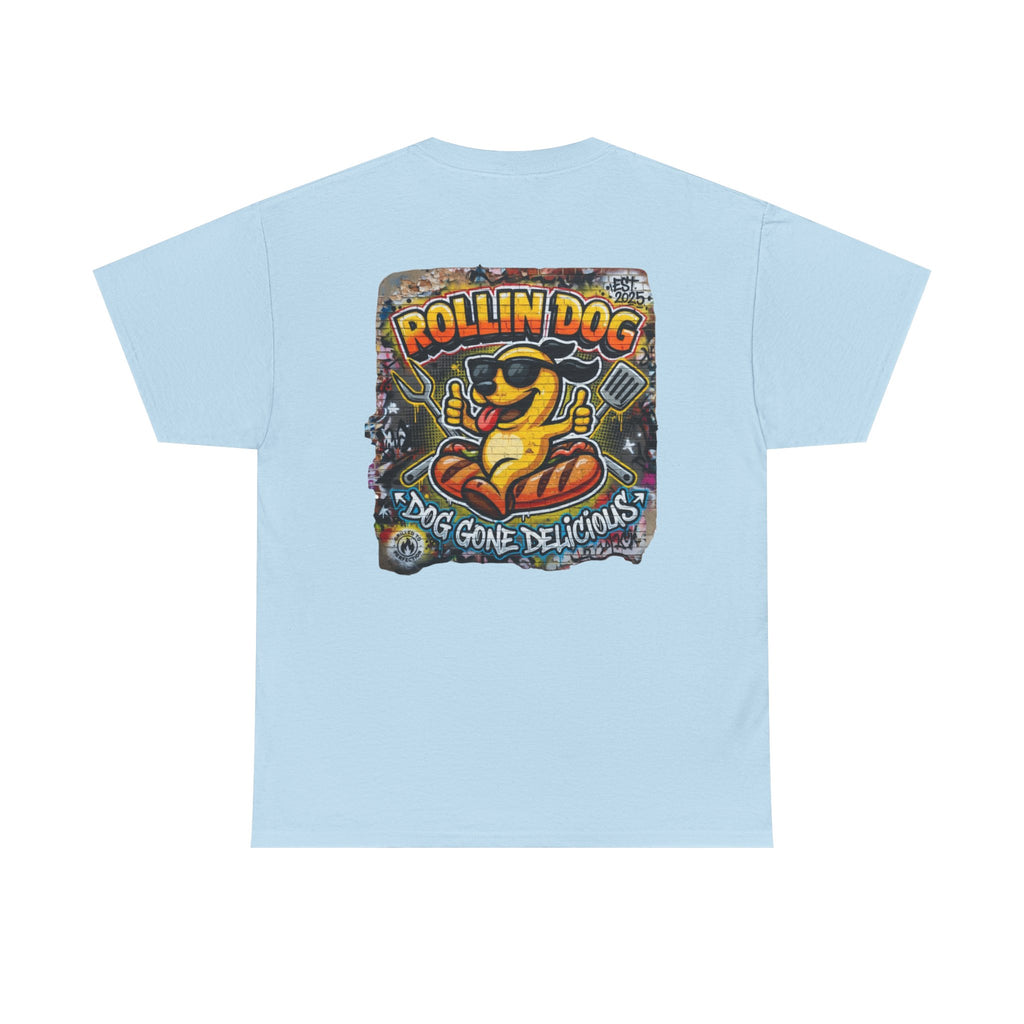 Rollin Dog Tee Graffiti 3 — 'Rollin Dog: Dog Gone Delicious' Graphic T‑Shirt