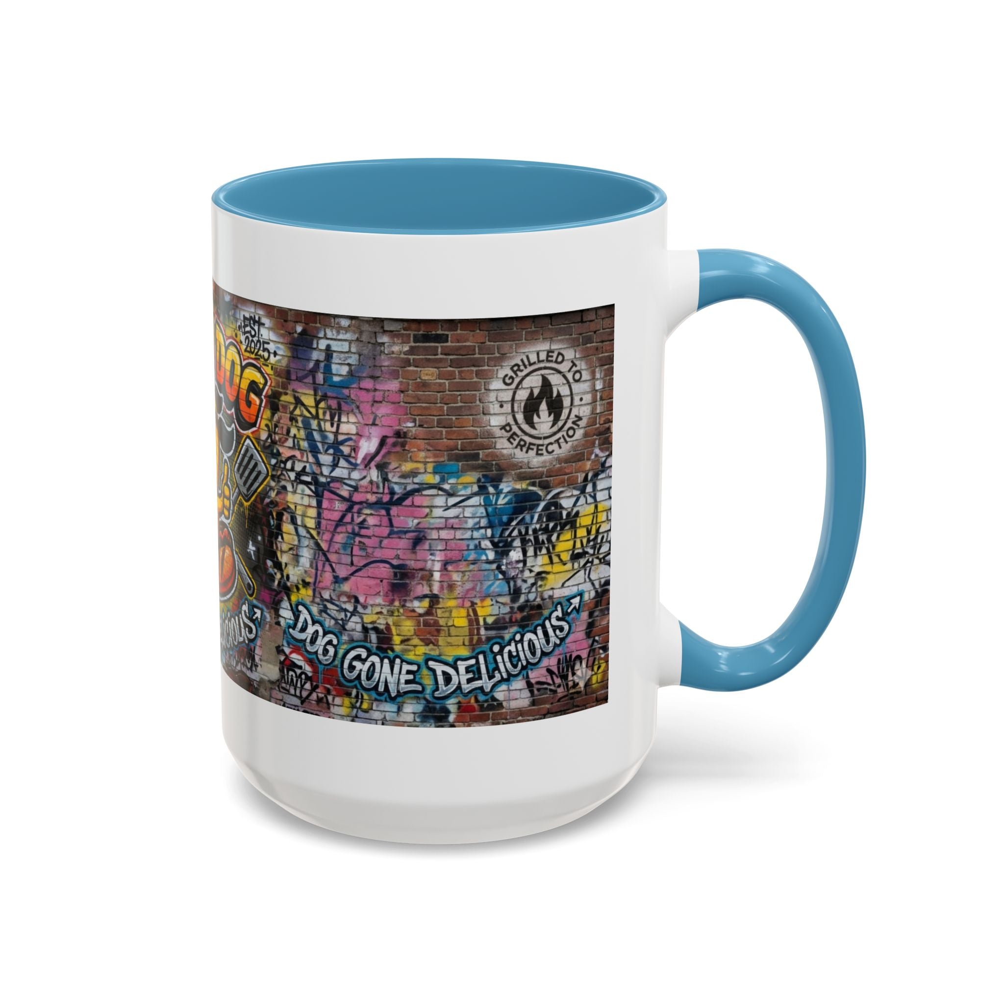 Rollin' Dog Graffiti Coffee Mug – "Dog Gone Delicious" Accent Mug
