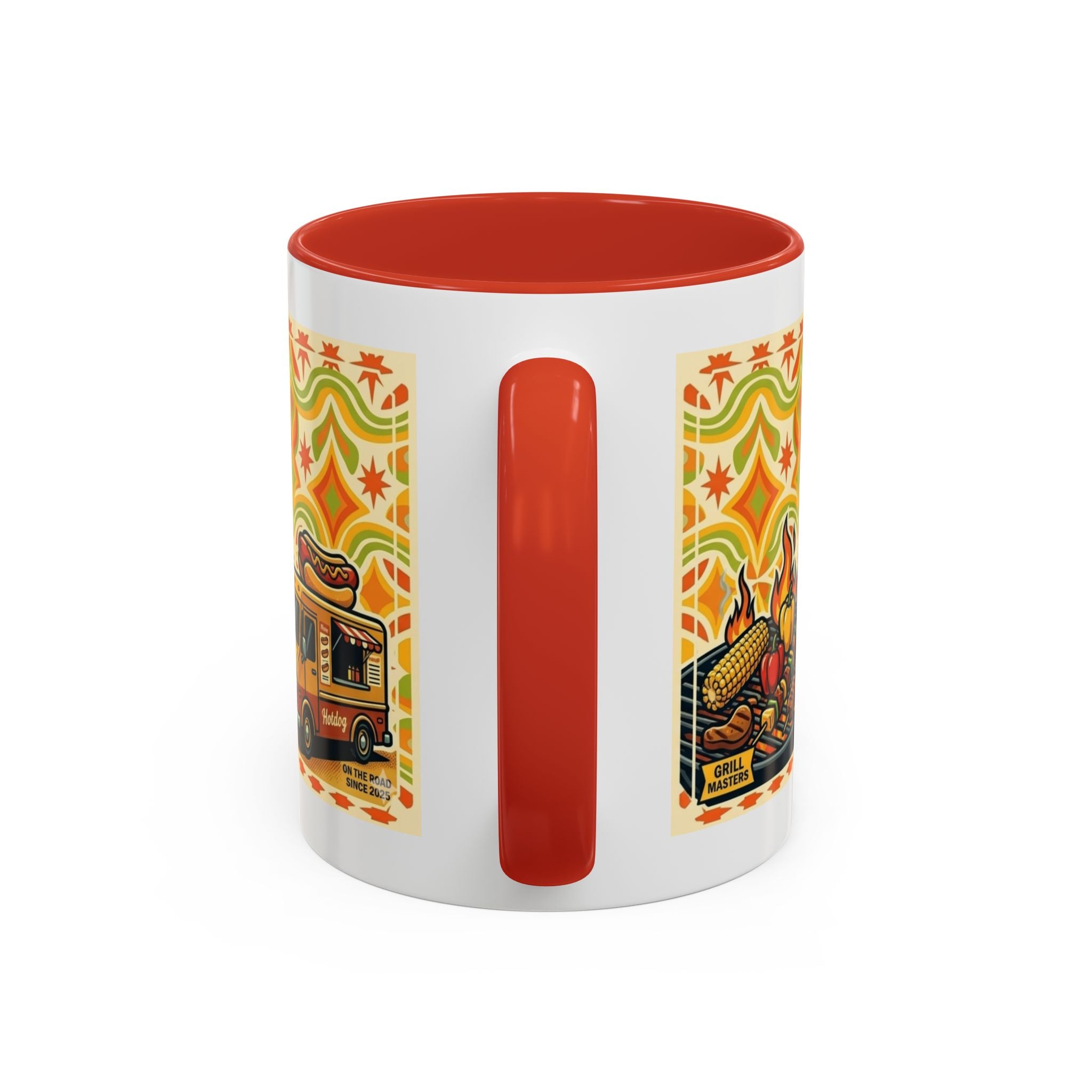 Retron Hot Dog Food Truck Accent Coffee Mug — "Rollin Dog" Retro Summer BBQ Mug (11/15oz)