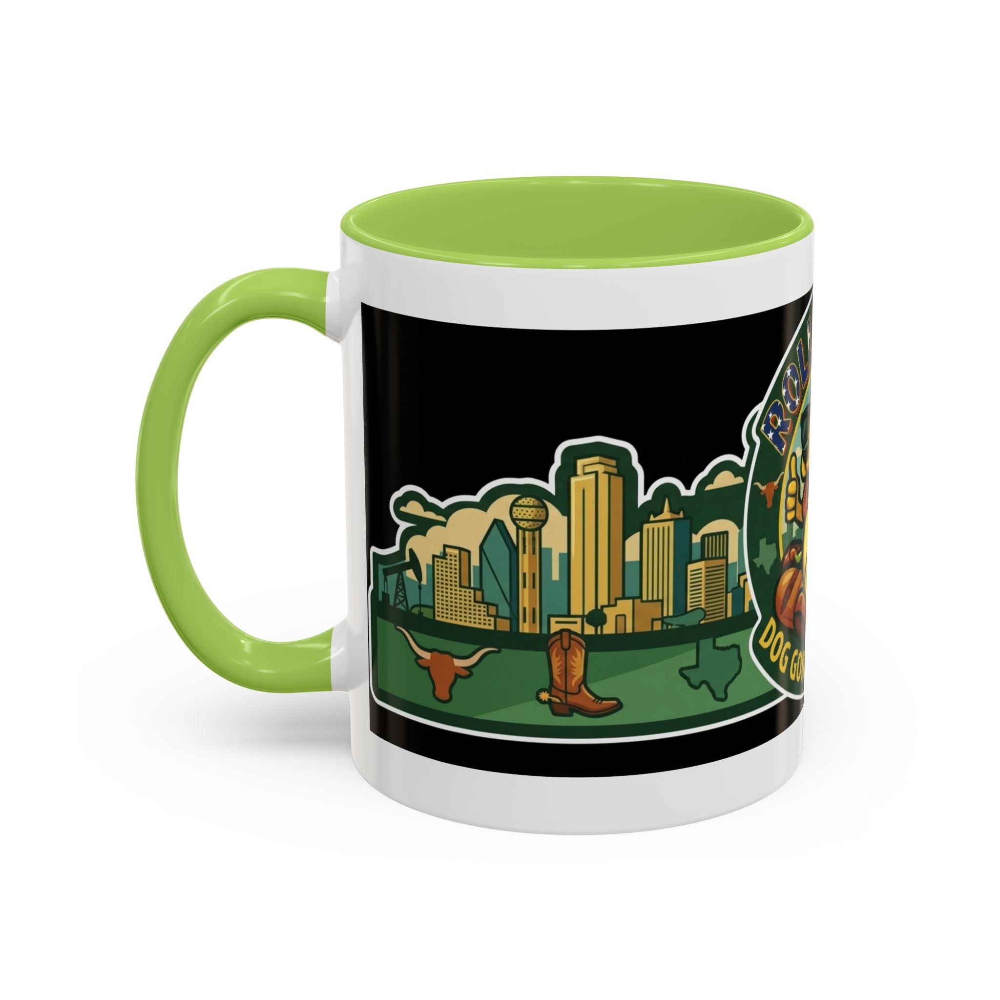 San Antonio Rollin Dog Coffee Mug — Fun Hot Dog Logo Accent Mug (11/15oz)