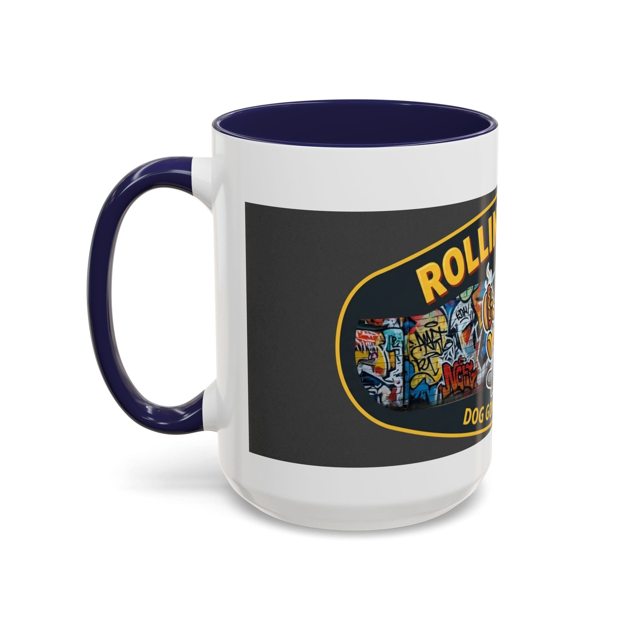 Rolling Dog Coffee Mug — 'Dog Gone Delicious' Skateboard Hot Dog Design