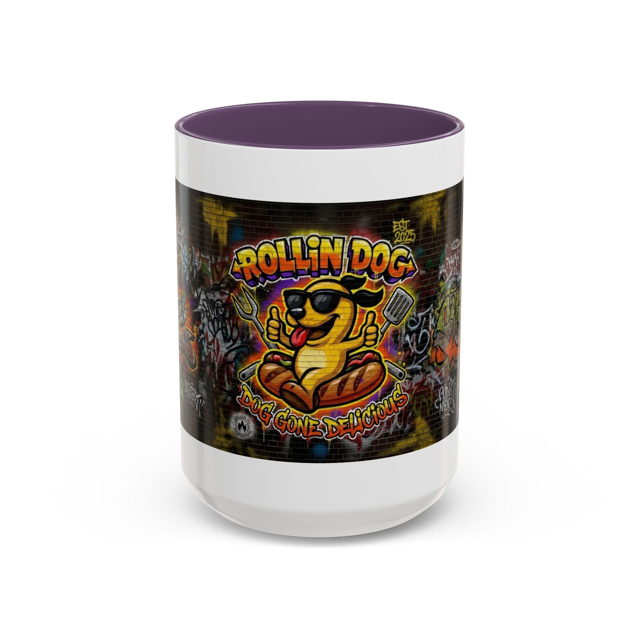 Rollin Dog Hot Dog Mug — Graffiti Skate Vibe Coffee Cup (11/15oz)
