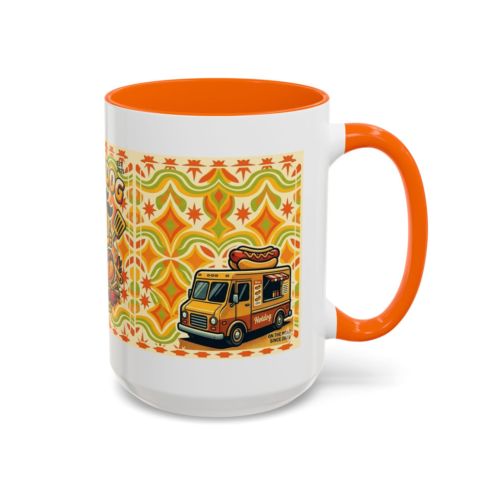 Retron Hot Dog Food Truck Accent Coffee Mug — "Rollin Dog" Retro Summer BBQ Mug (11/15oz)