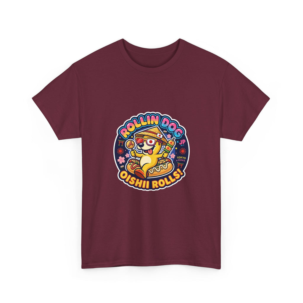 T-Shirt — "Rollin Dog Oishii Rolls" Cute Sushi Dog Graphic Tee